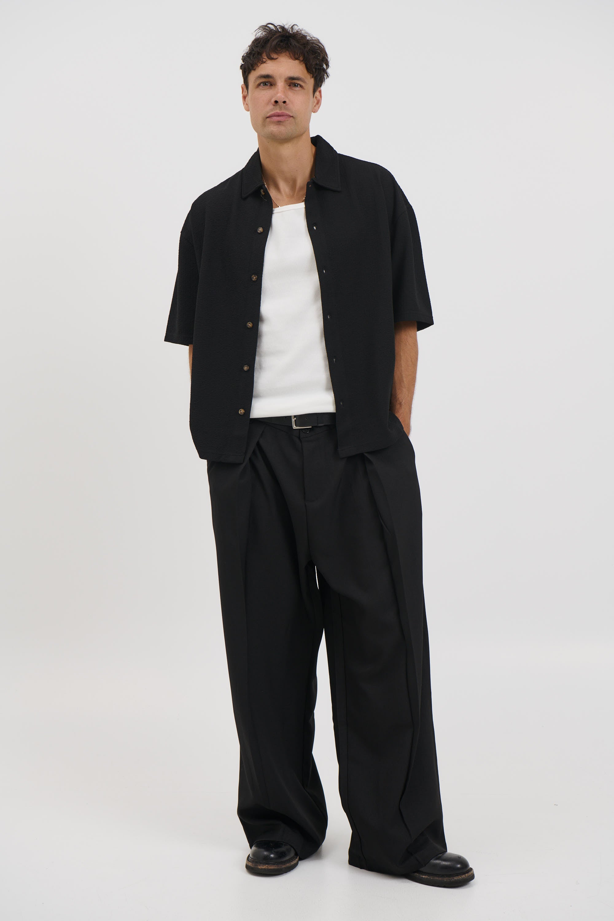 Lucas Drop Shirt Soft Texture Black