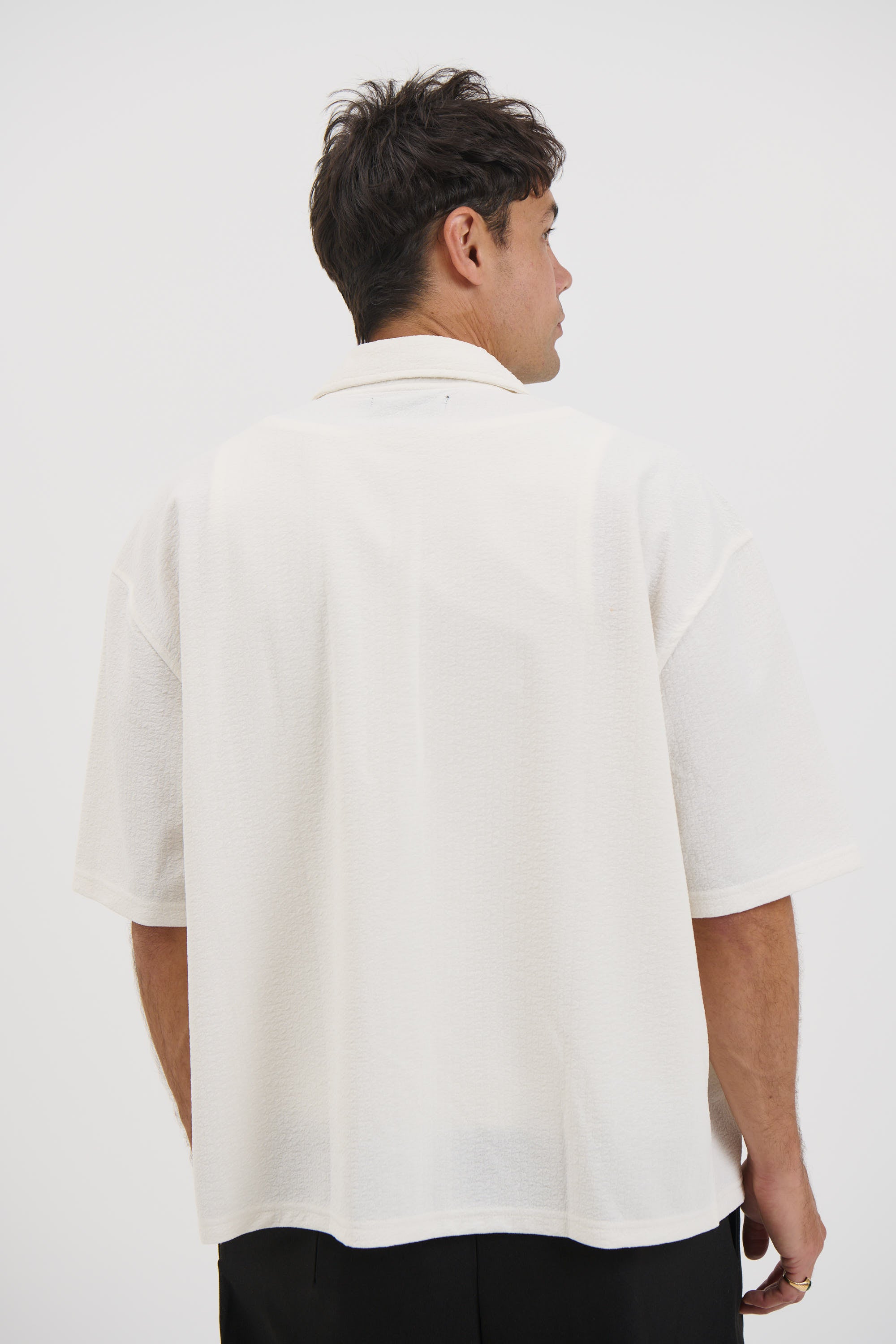 Lucas Drop Shirt Soft Texture White
