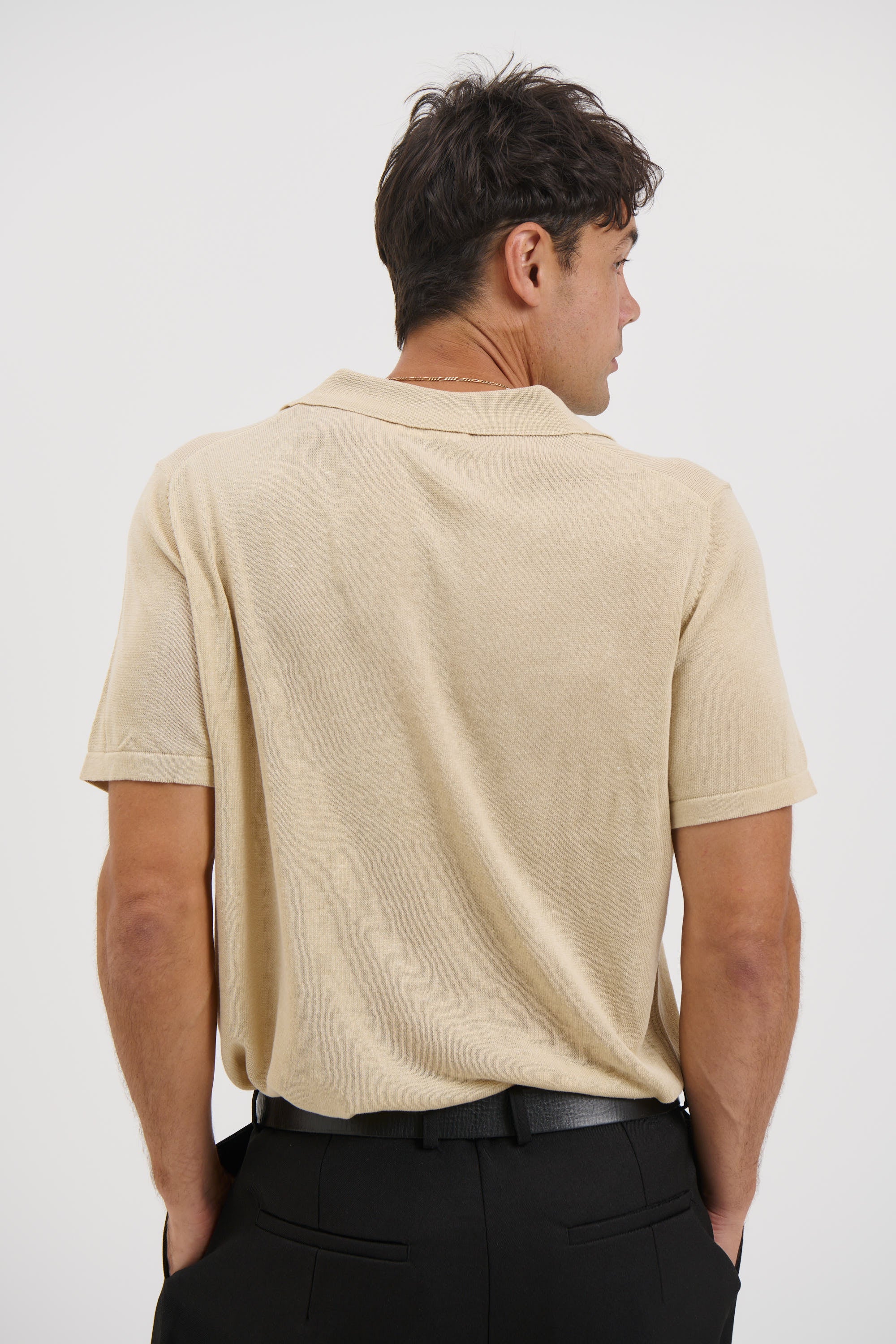 Relaxed Soft Knit Polo Sand