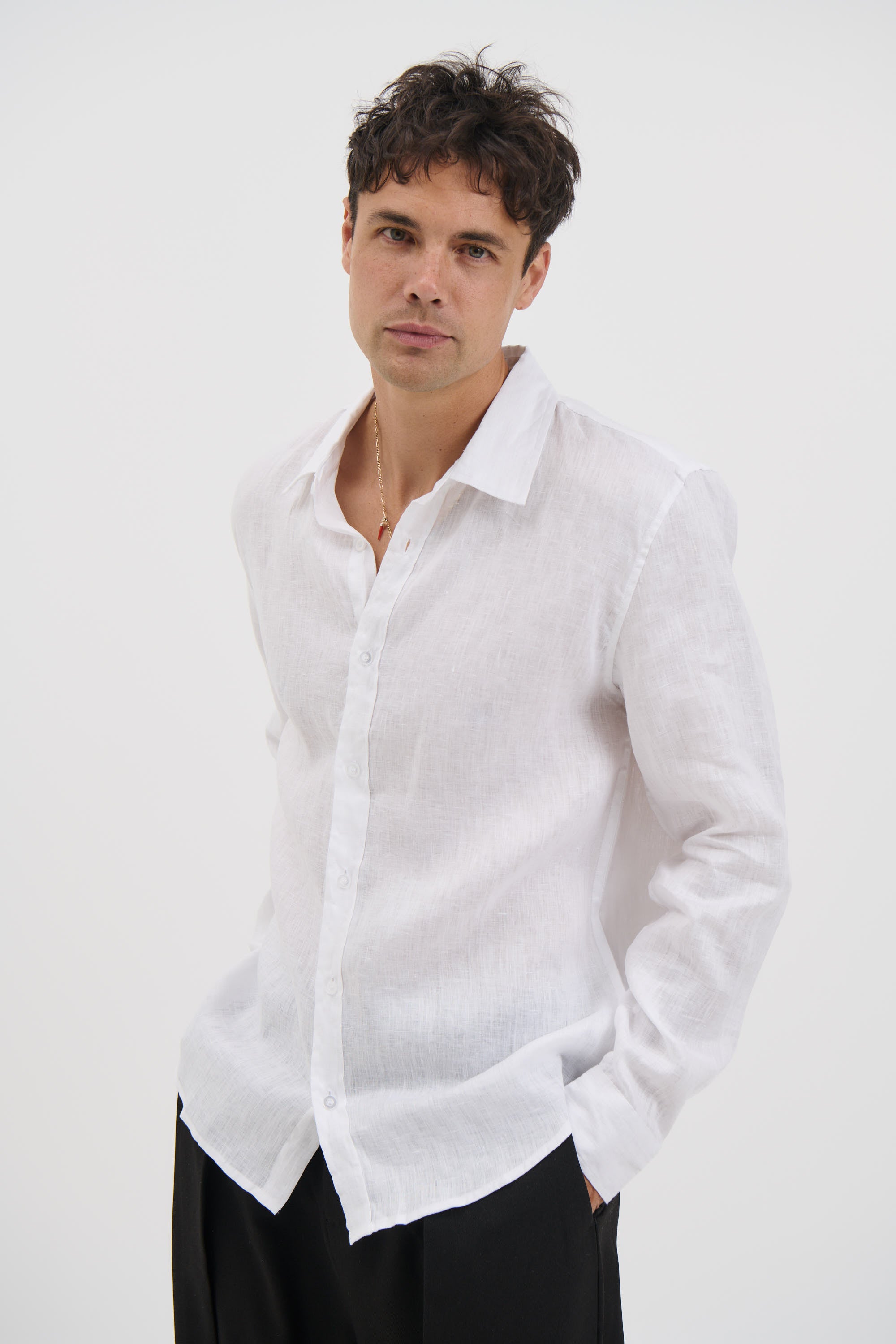 Luca Linen Shirt White