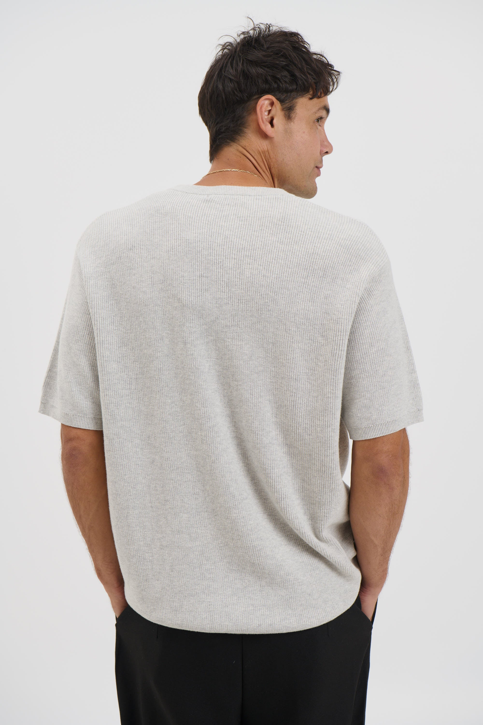Knitted Crew Neck Tee Grey