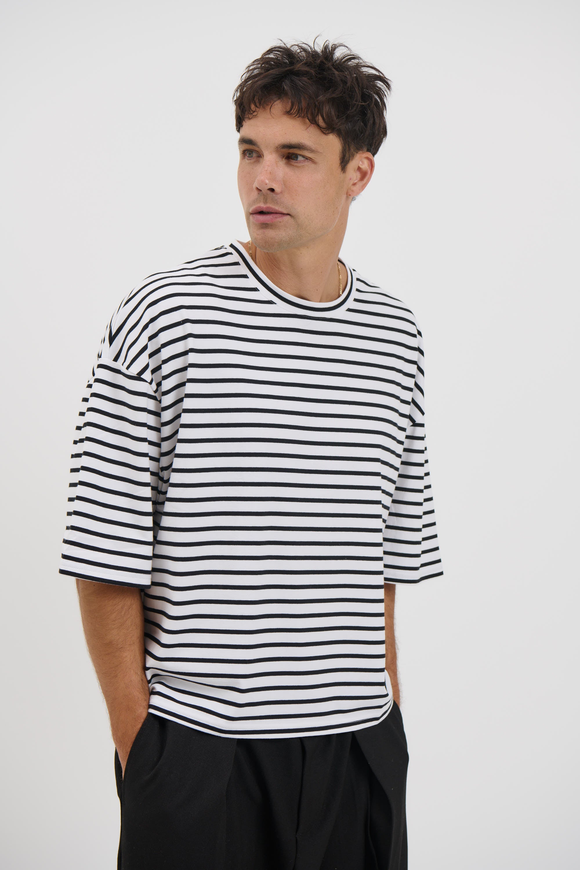 NTH Crop Box Tee White Stripe