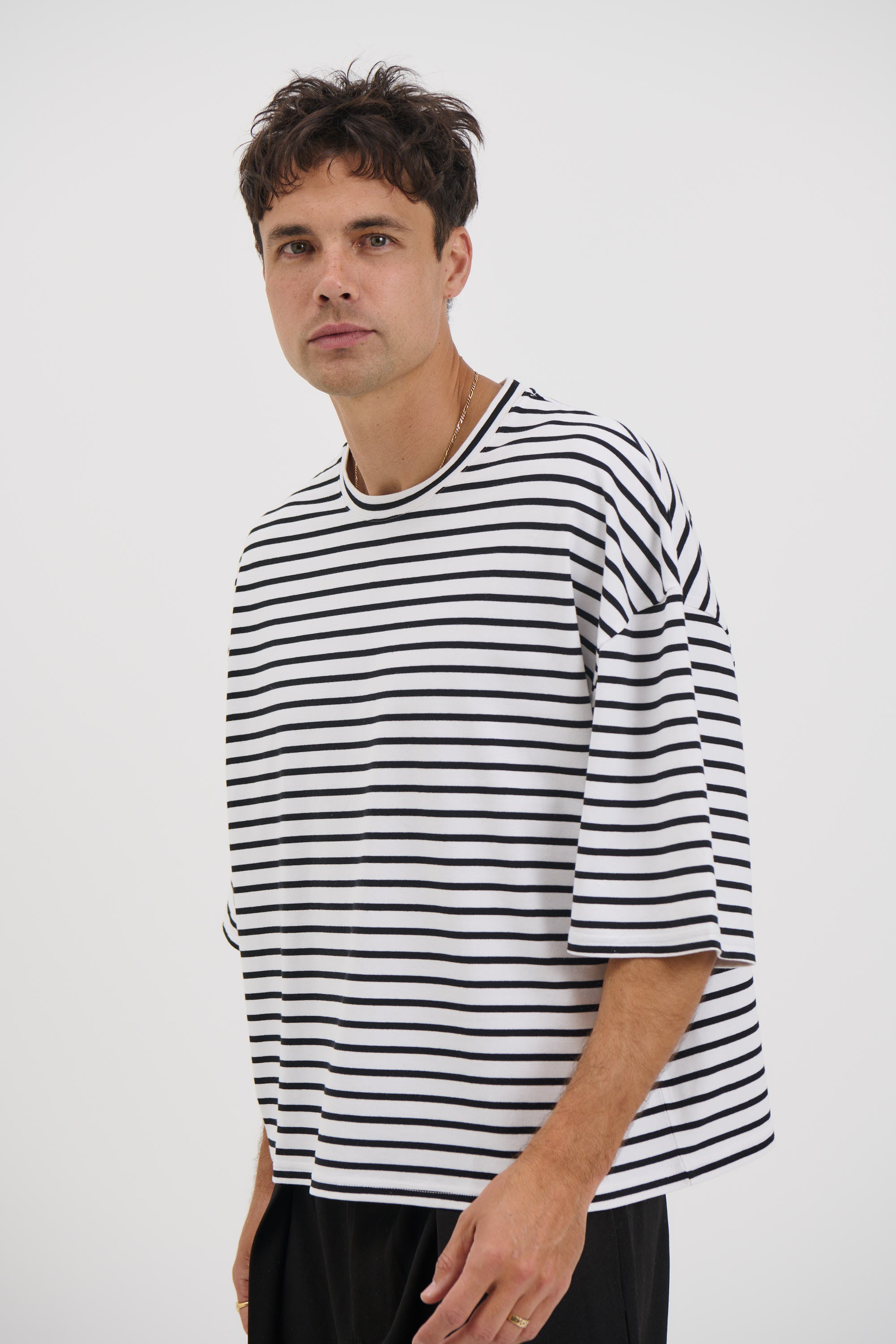 NTH Crop Box Tee White Stripe