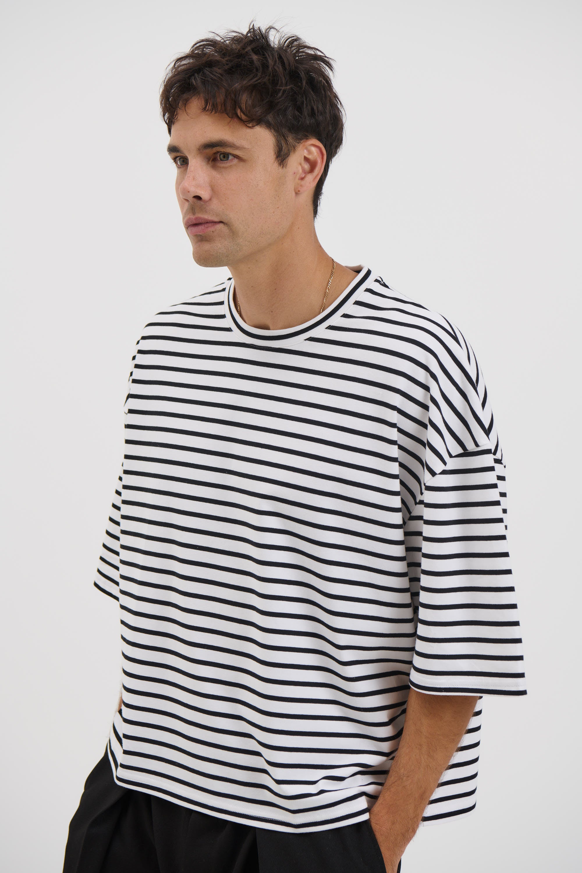 NTH Crop Box Tee White Stripe