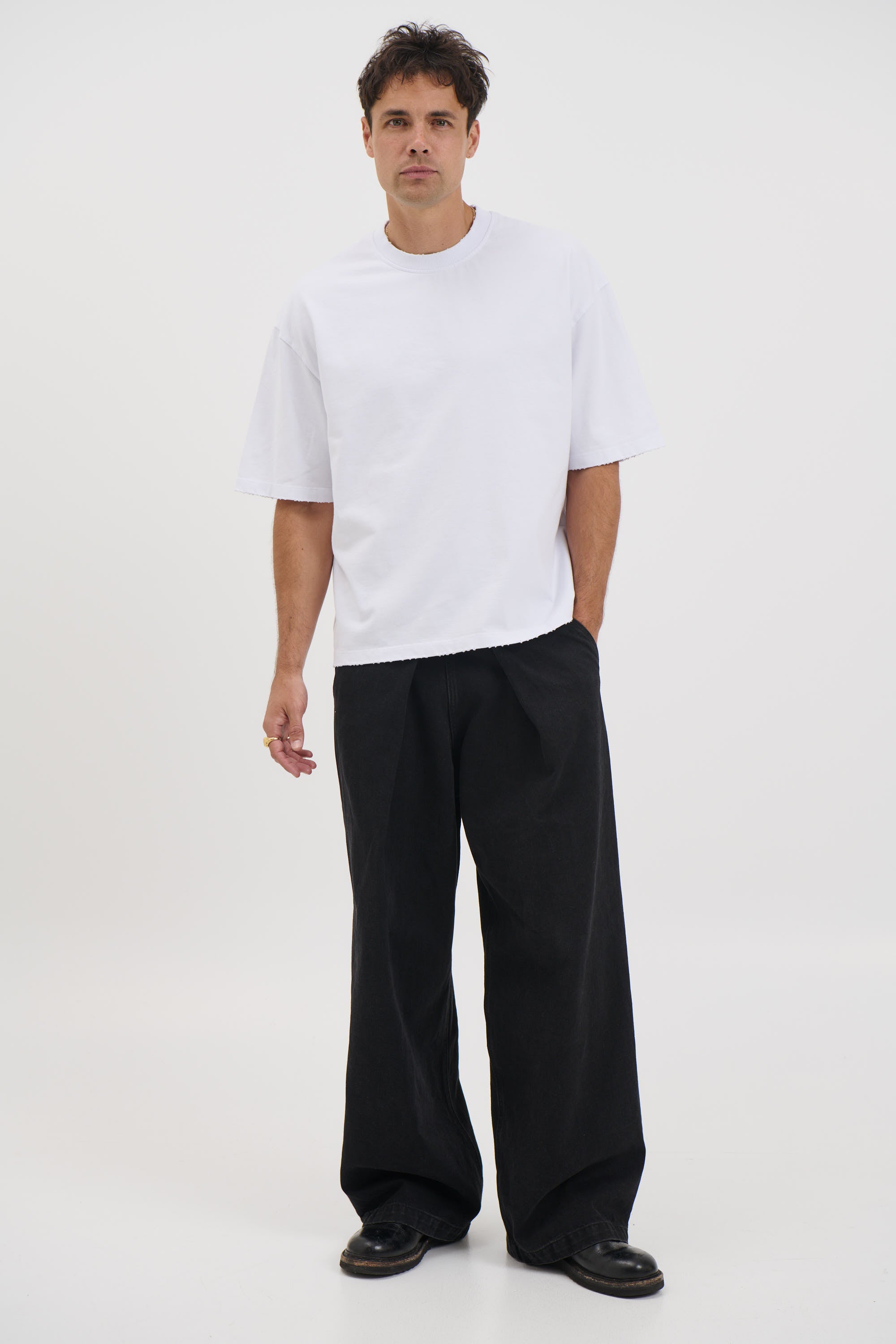 NTH Distress Crew Neck Tee White