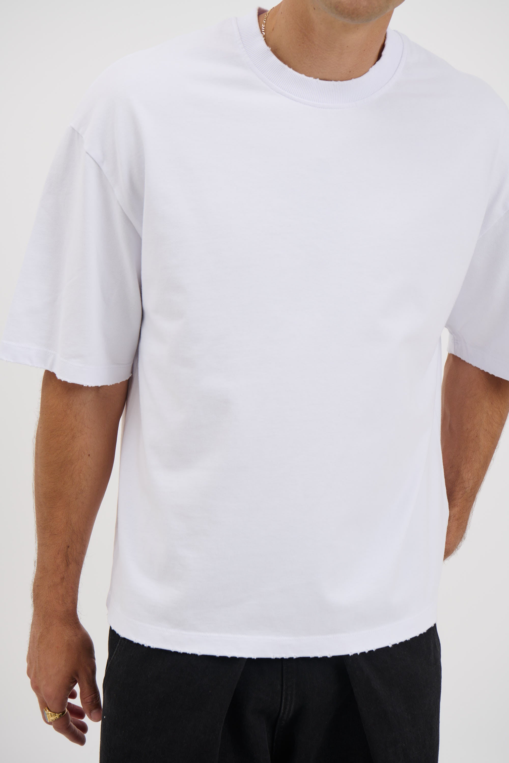 NTH Distress Crew Neck Tee White