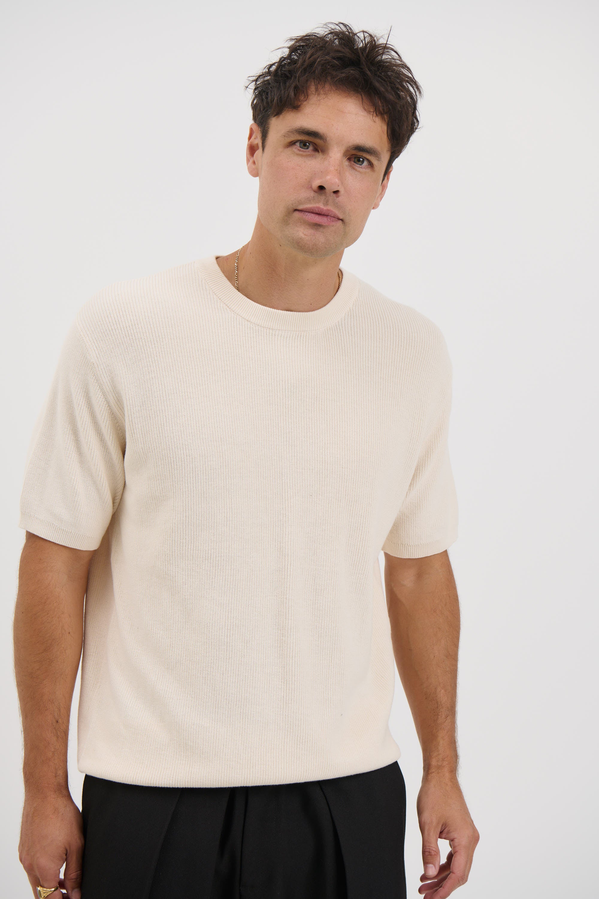 Knitted Crew Neck Tee Pastel