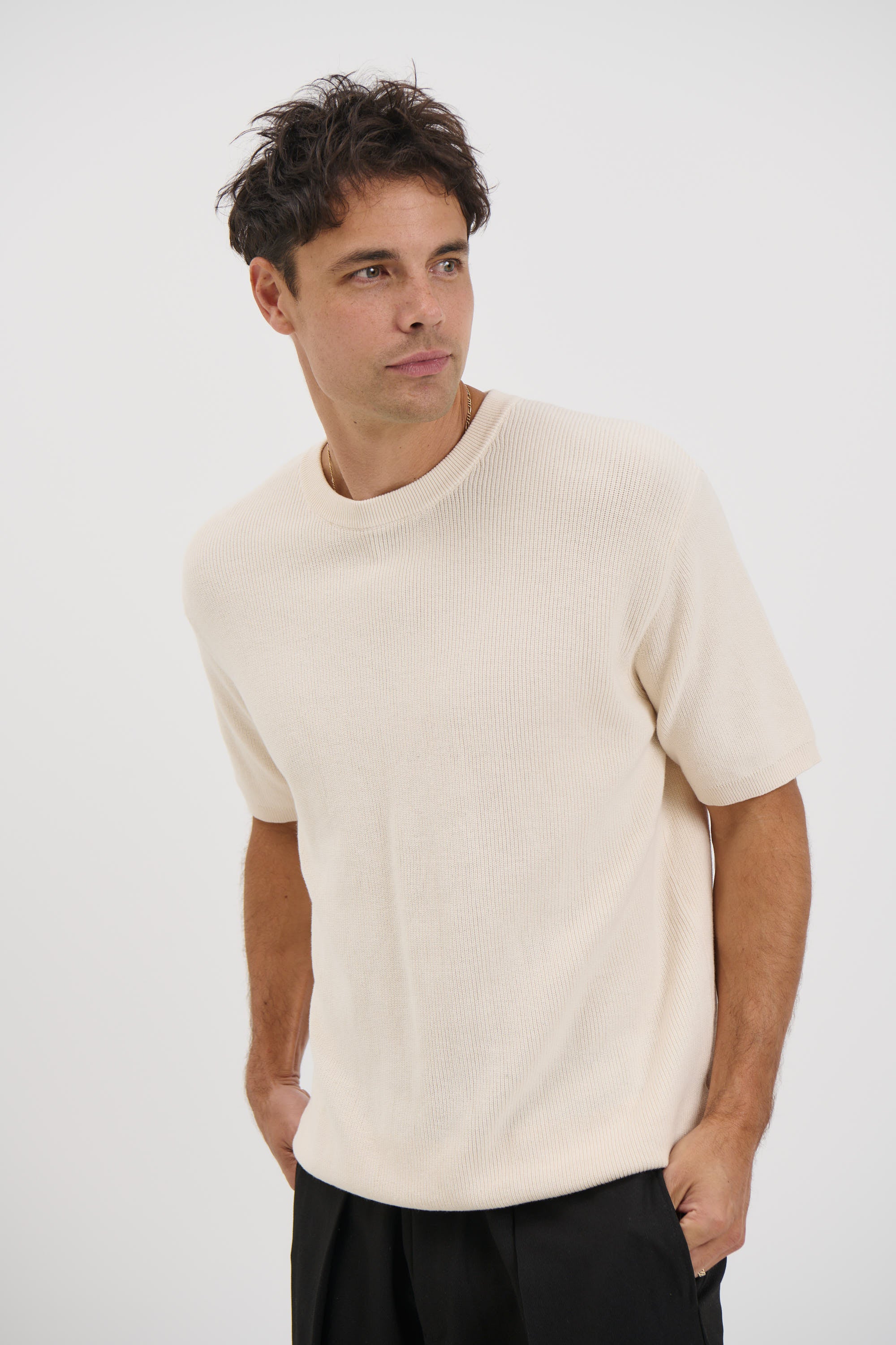 Knitted Crew Neck Tee Pastel