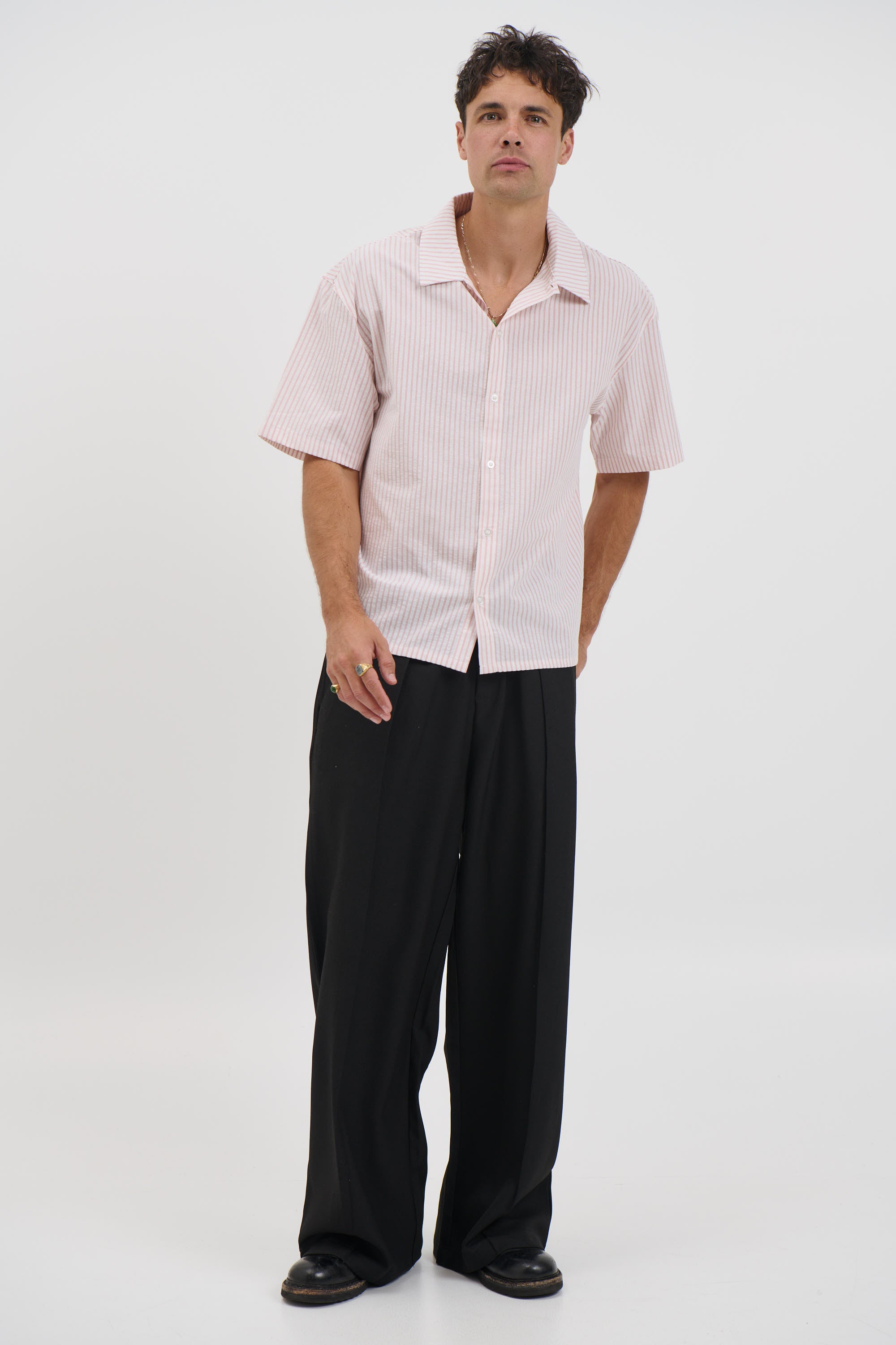 Nathaniel Drop Shirt Stripe Rose