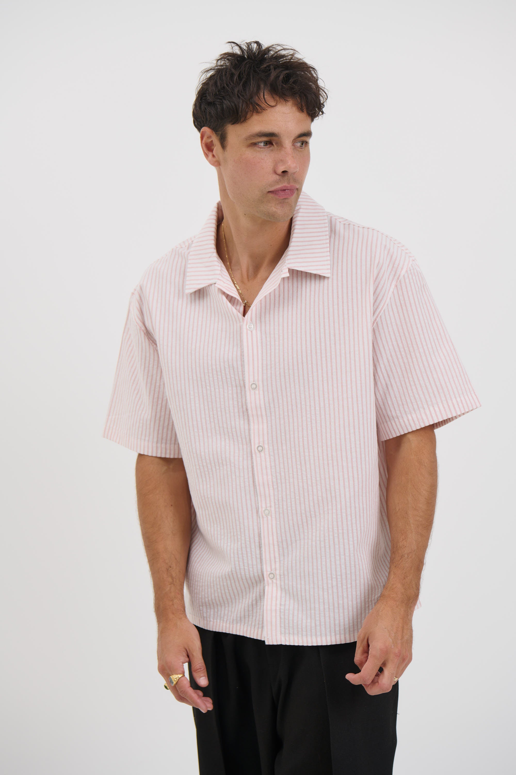 Nathaniel Drop Shirt Stripe Rose