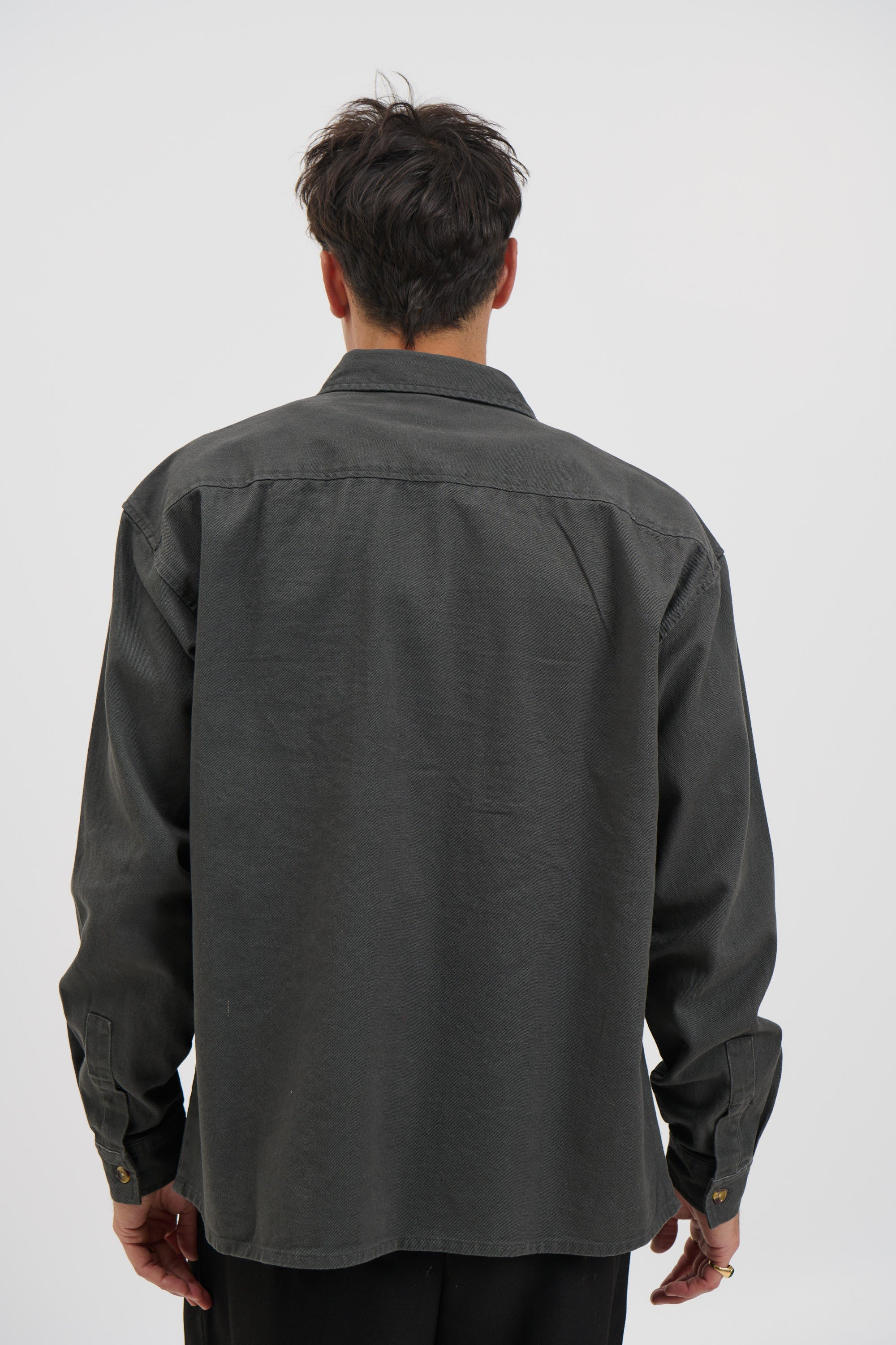 Mike Cotton Drill Shacket Charcoal