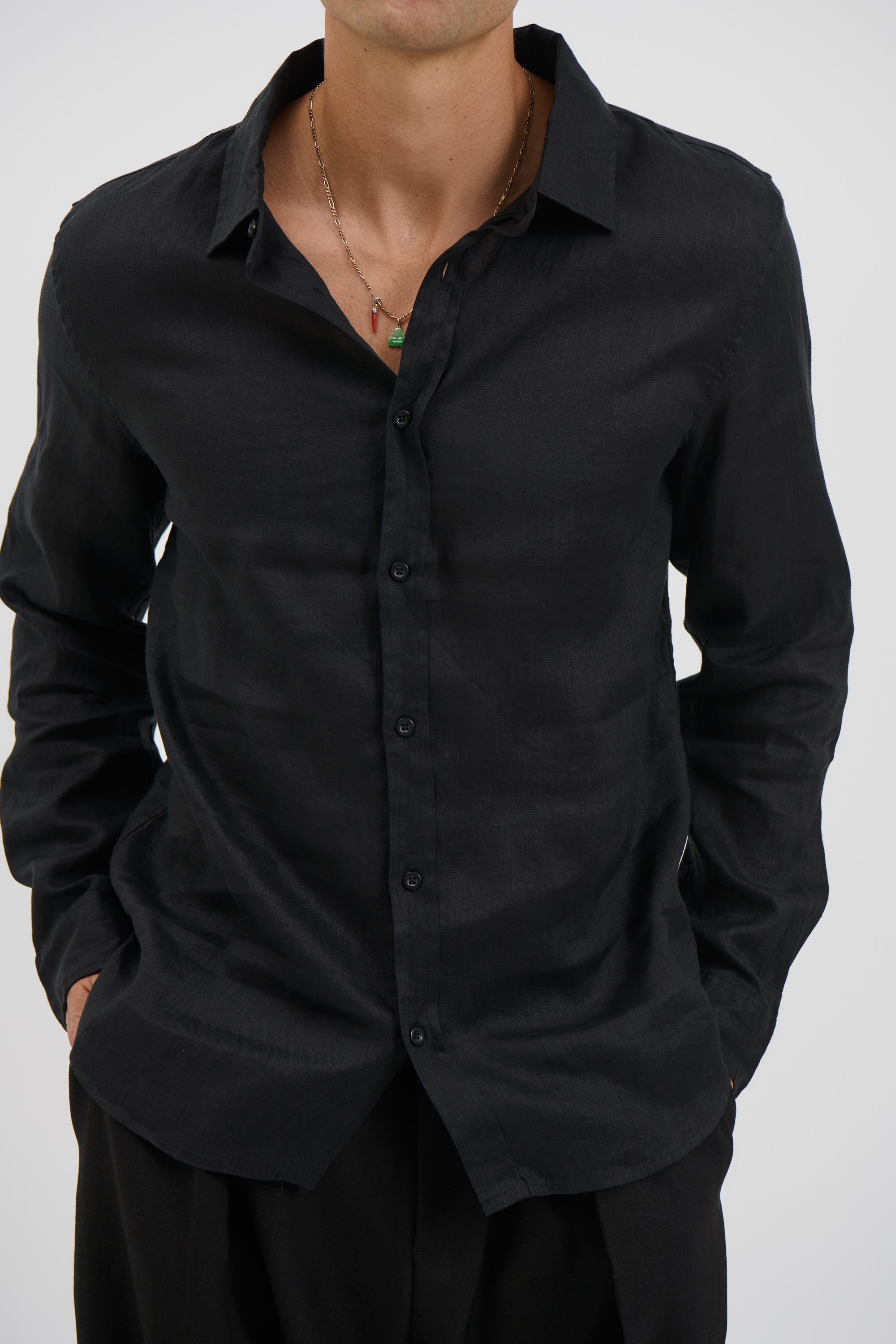 Luca Linen Shirt Black