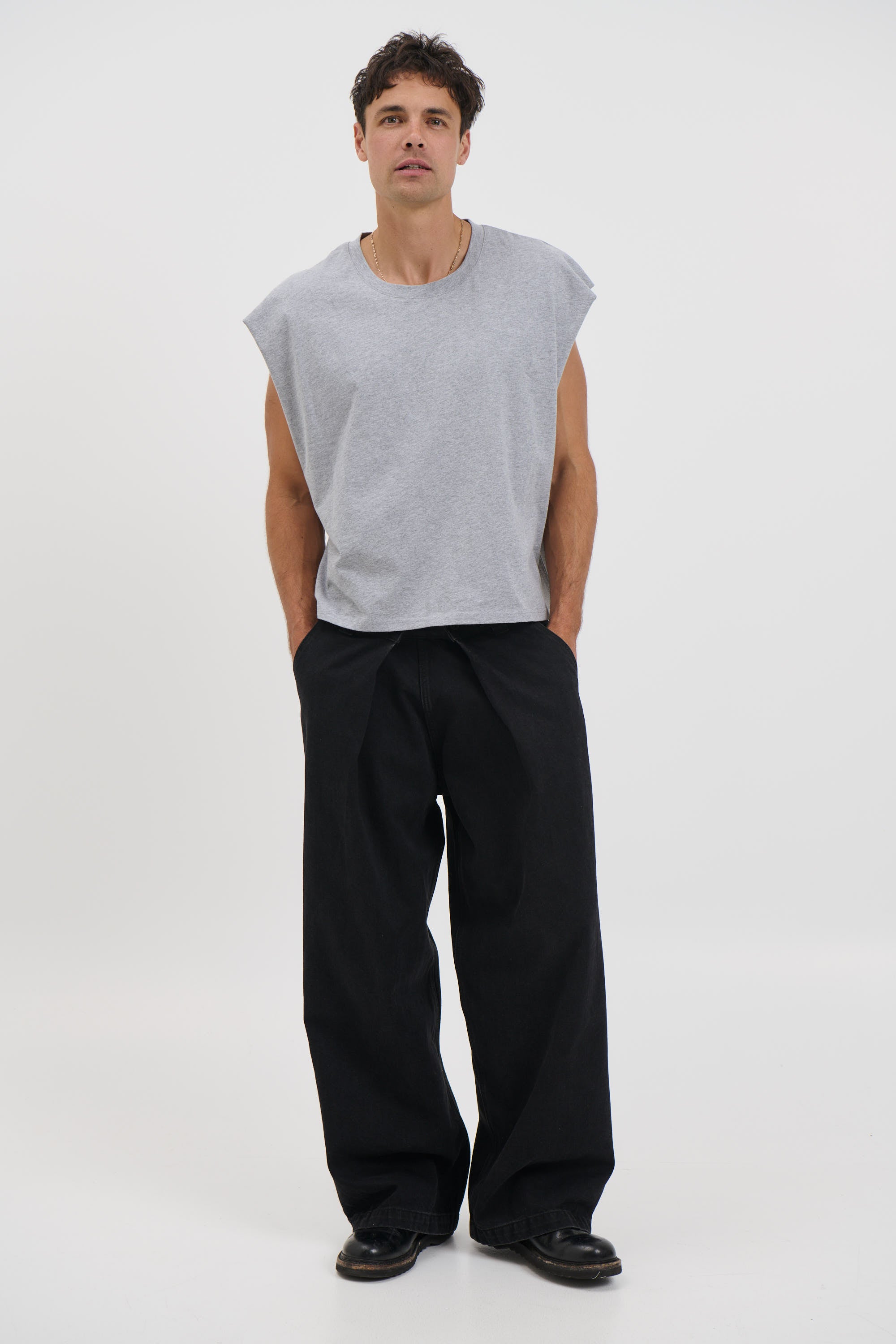 NTH Crop Box Tank Grey