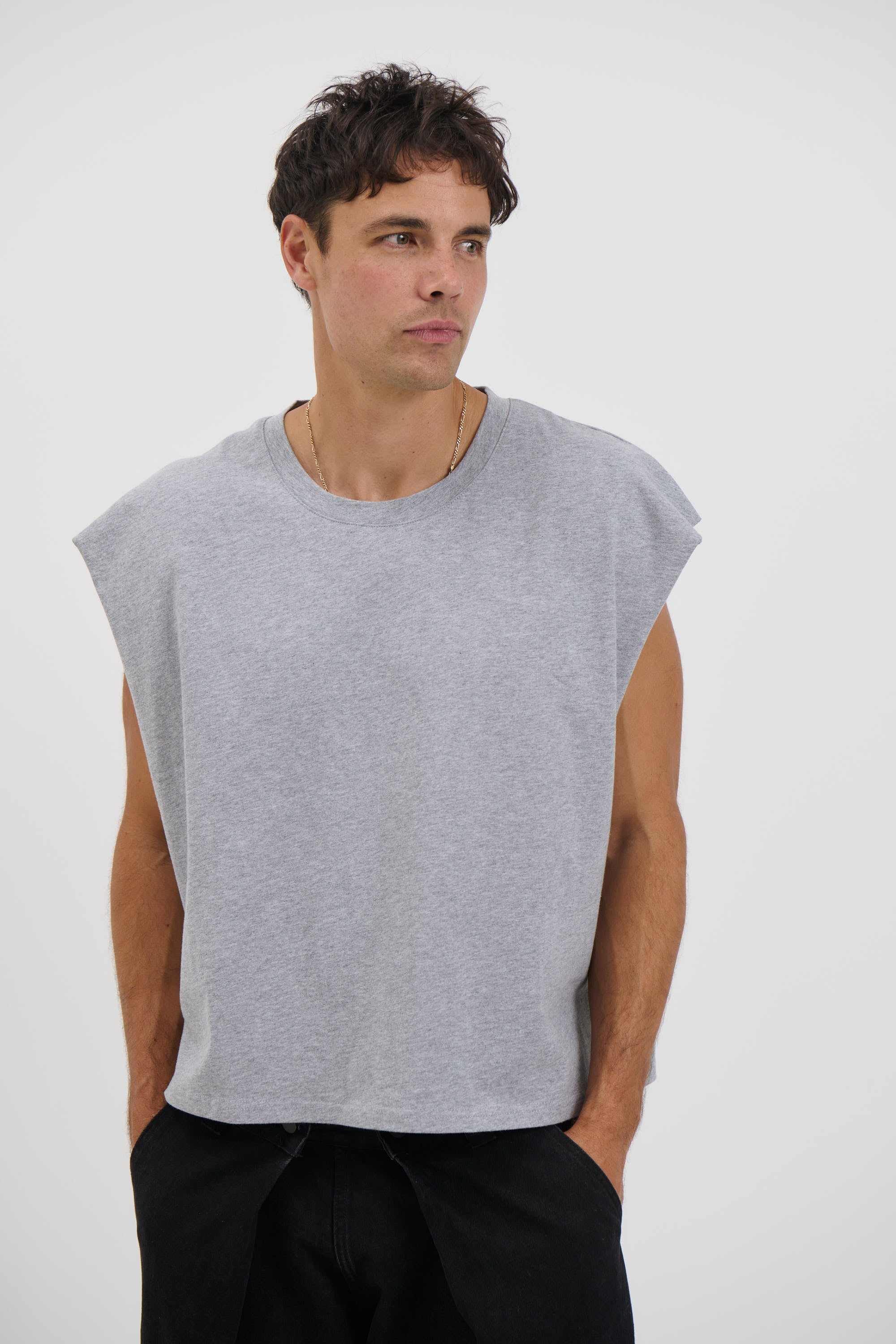 NTH Crop Box Tank Grey