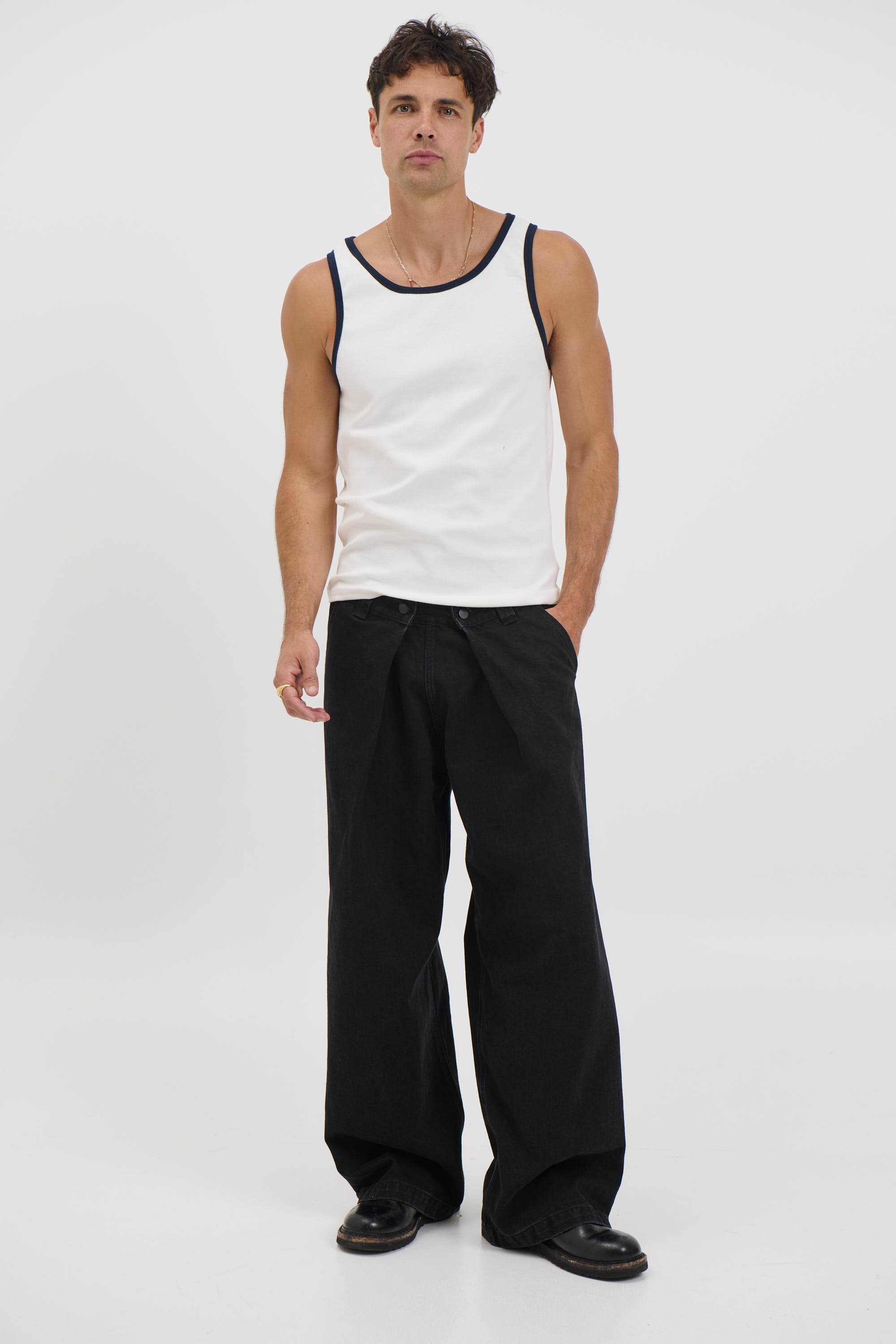 NTH Fitted Tank Navy Rib