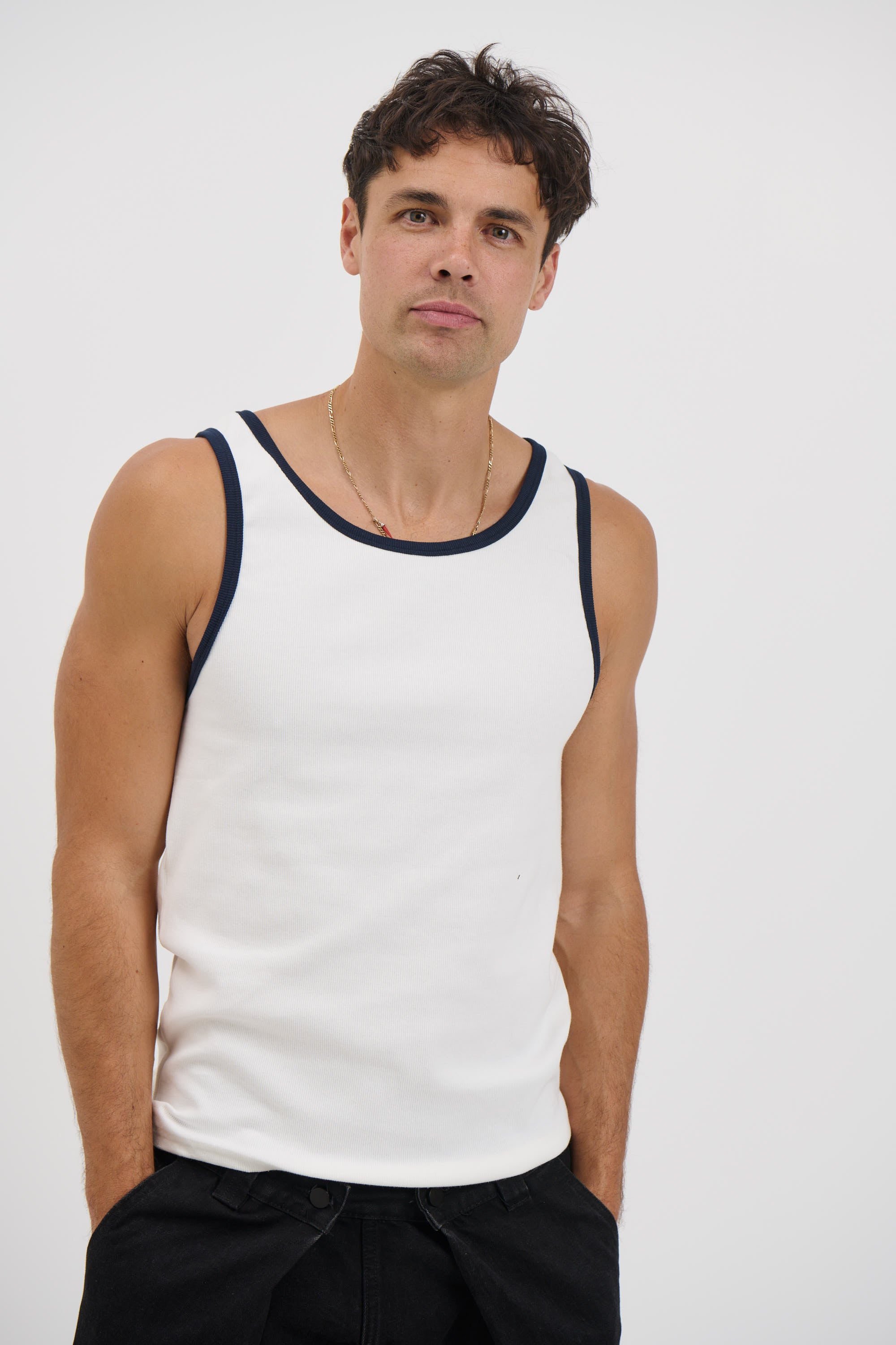 NTH Fitted Tank Navy Rib