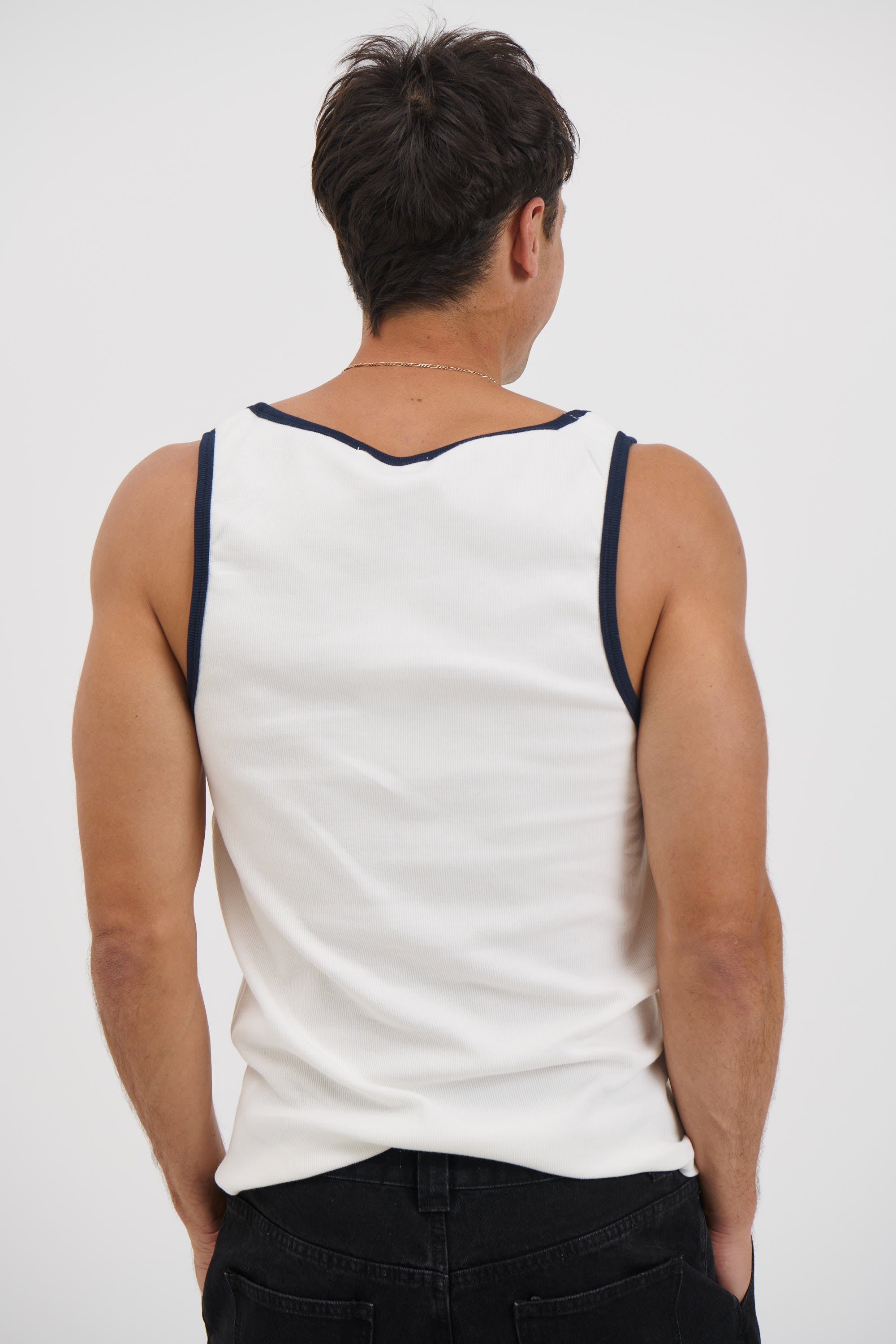 NTH Fitted Tank Navy Rib