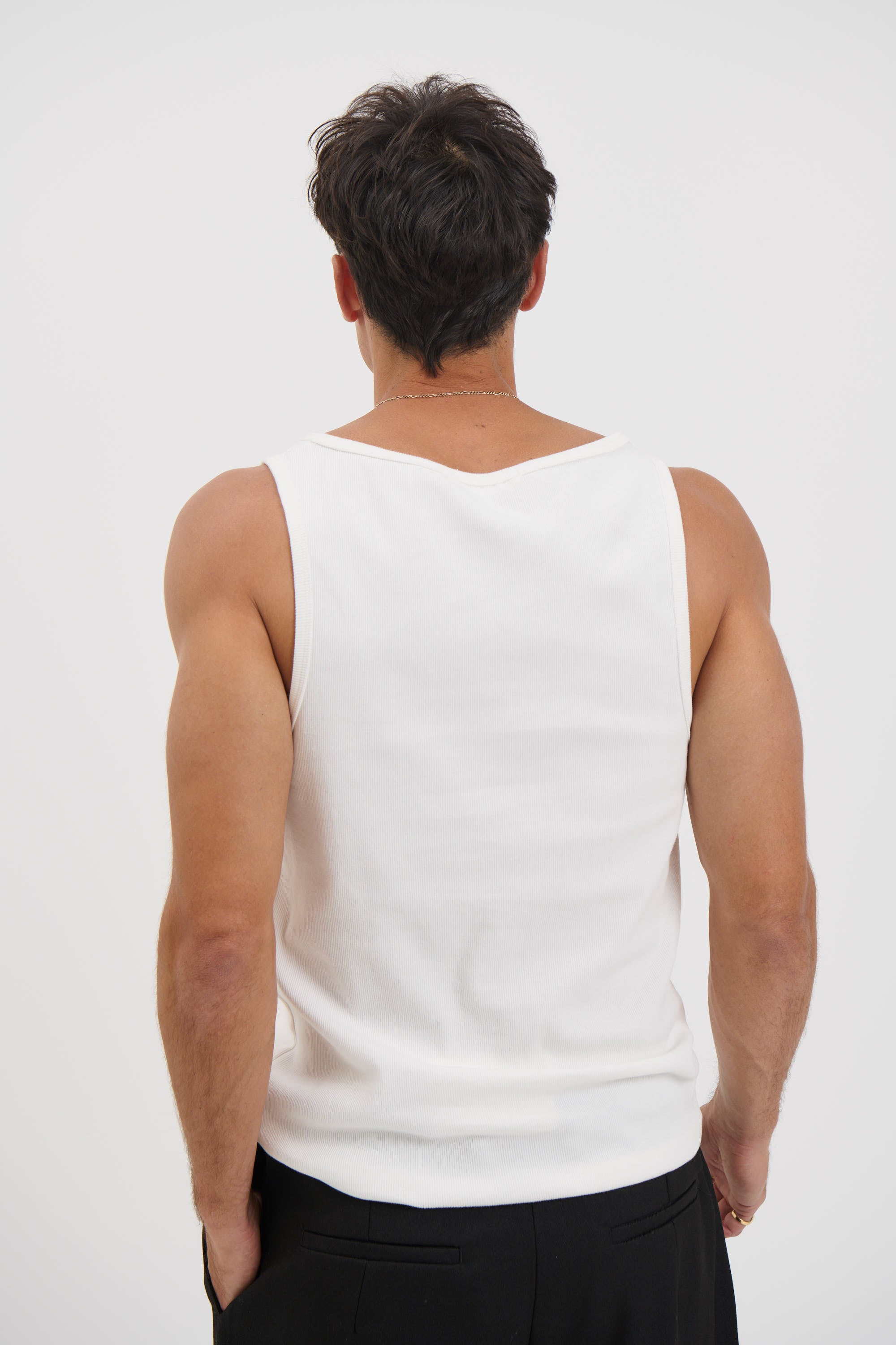 NTH Fitted Ribbed Tank White