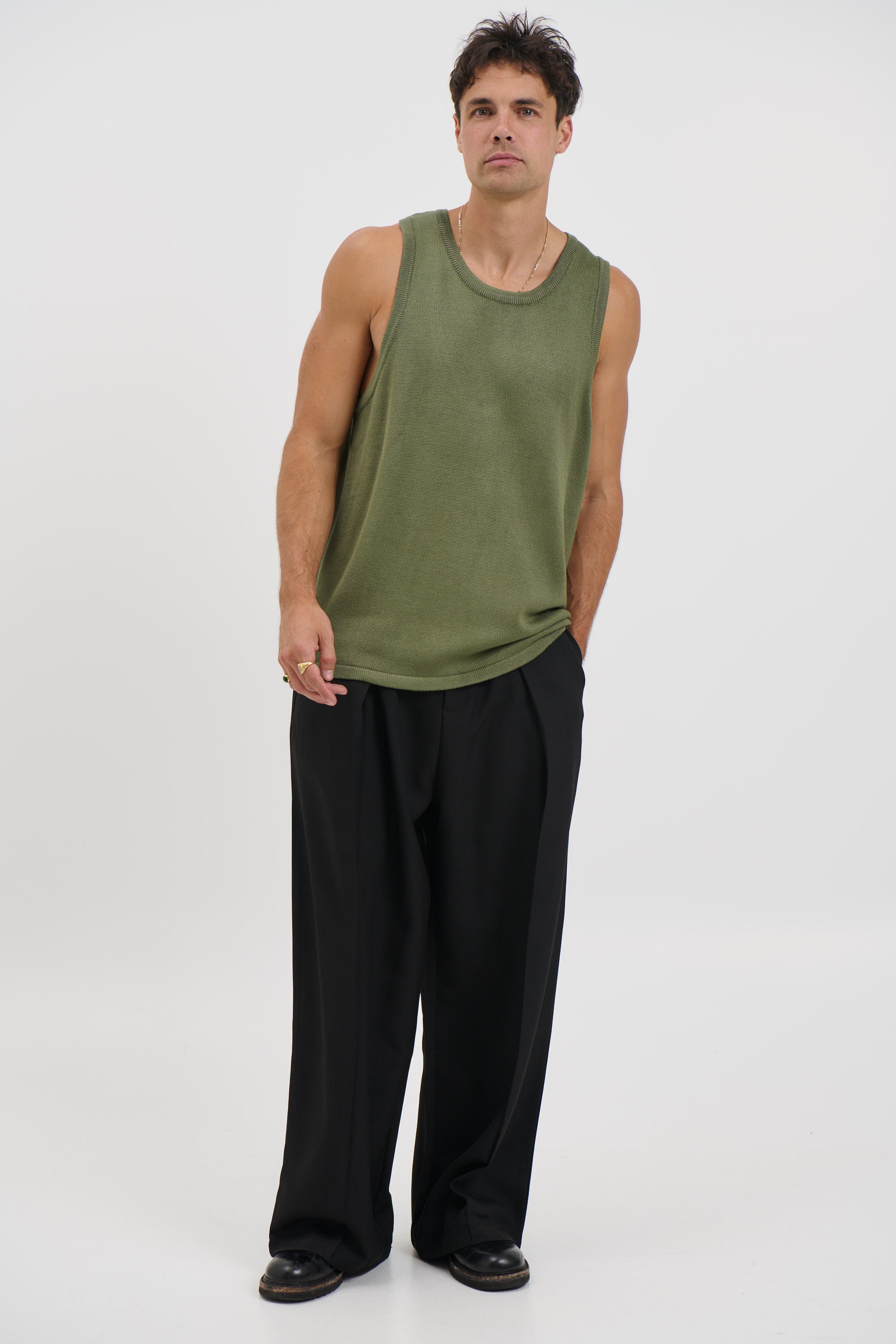 Deran Knitted Tank Khaki