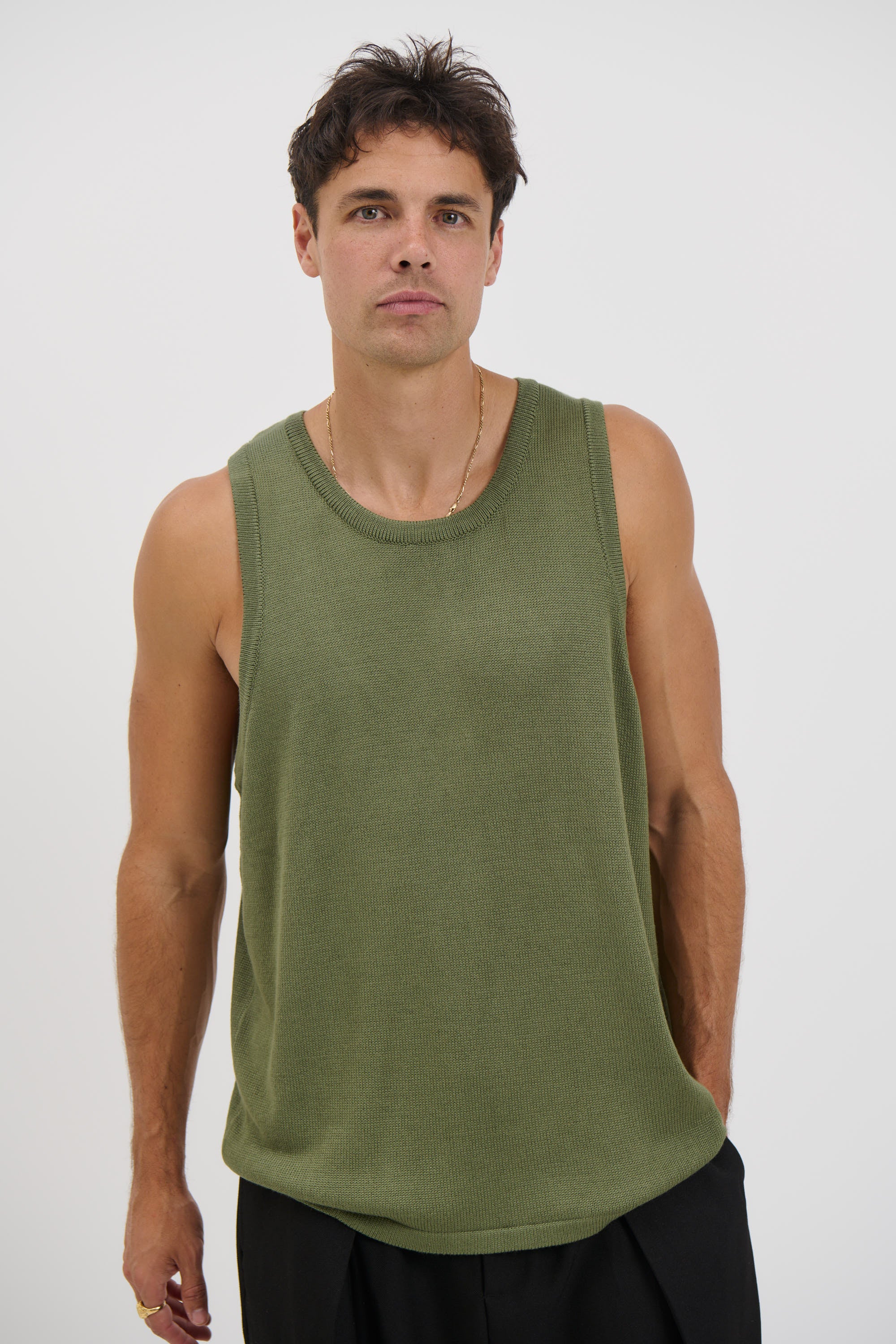 Deran Knitted Tank Khaki