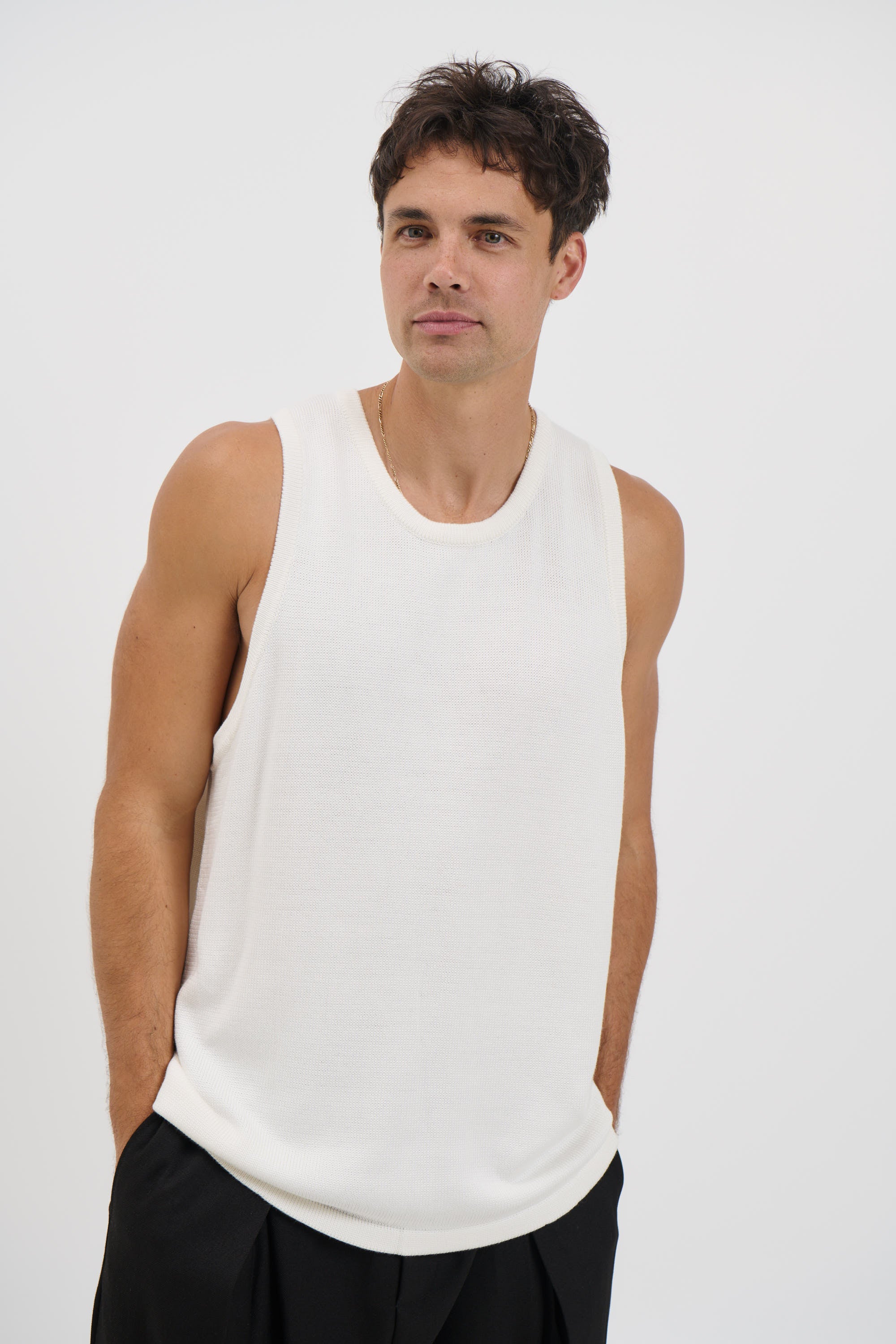 Deran Knitted Tank White