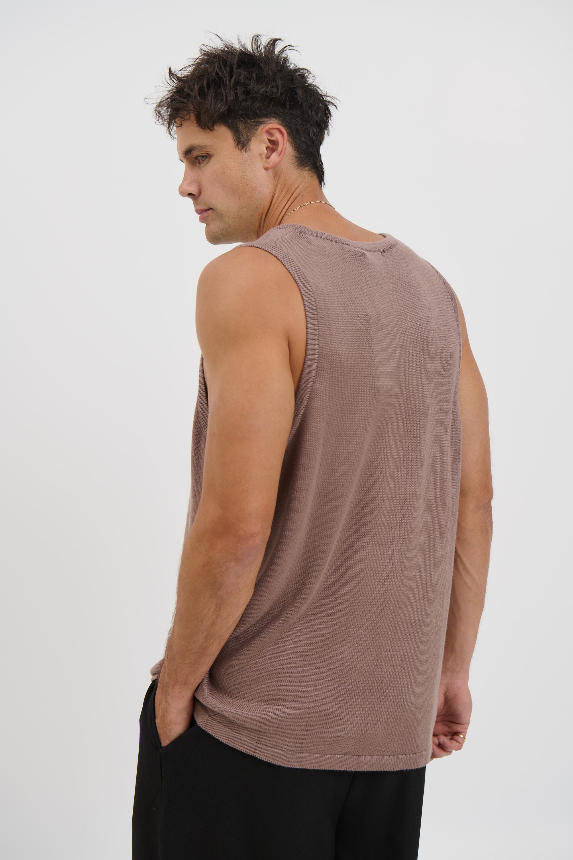 Deran Knitted Tank Choc