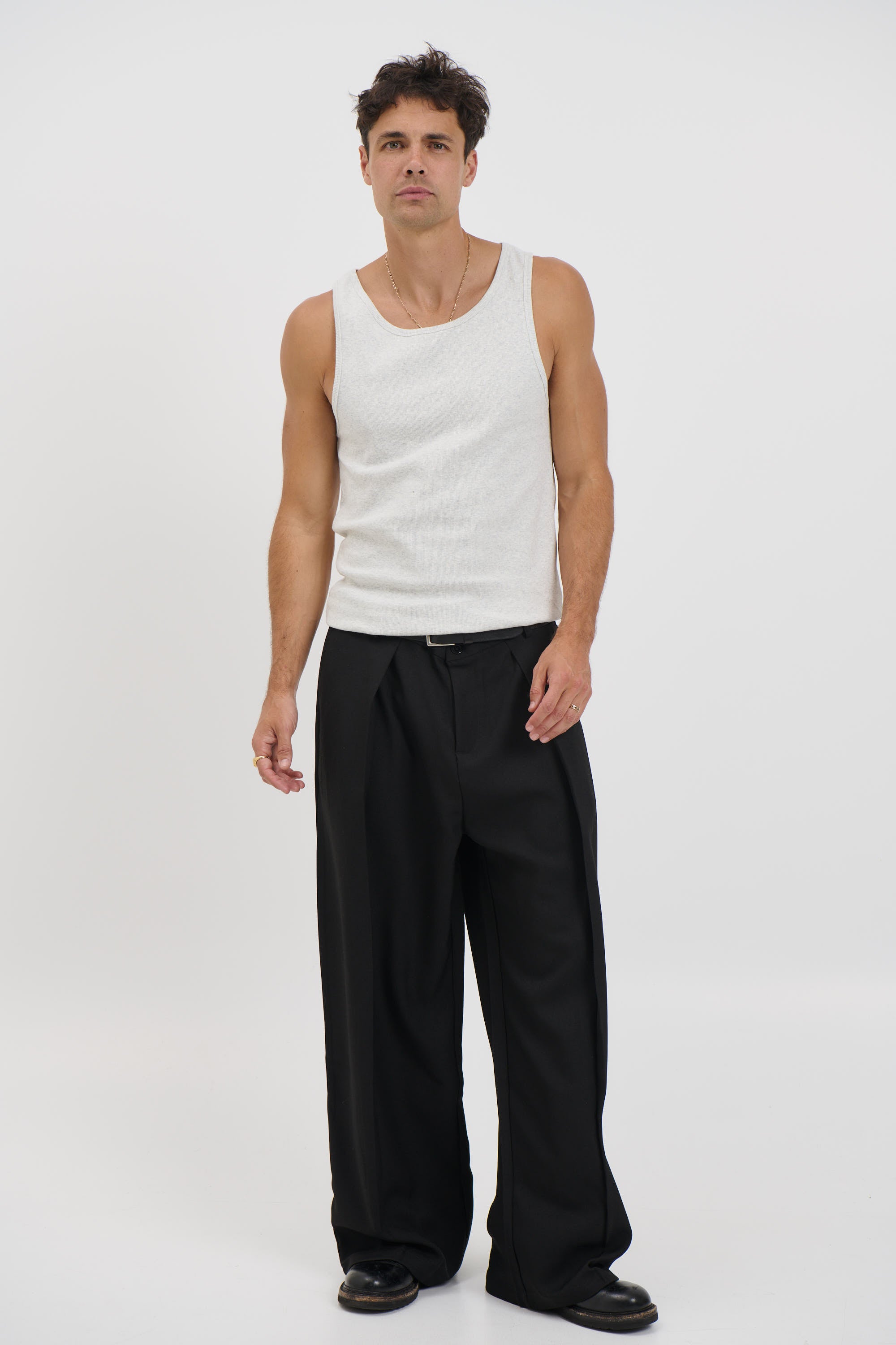 NTH Fitted Ribbed Tank Marle