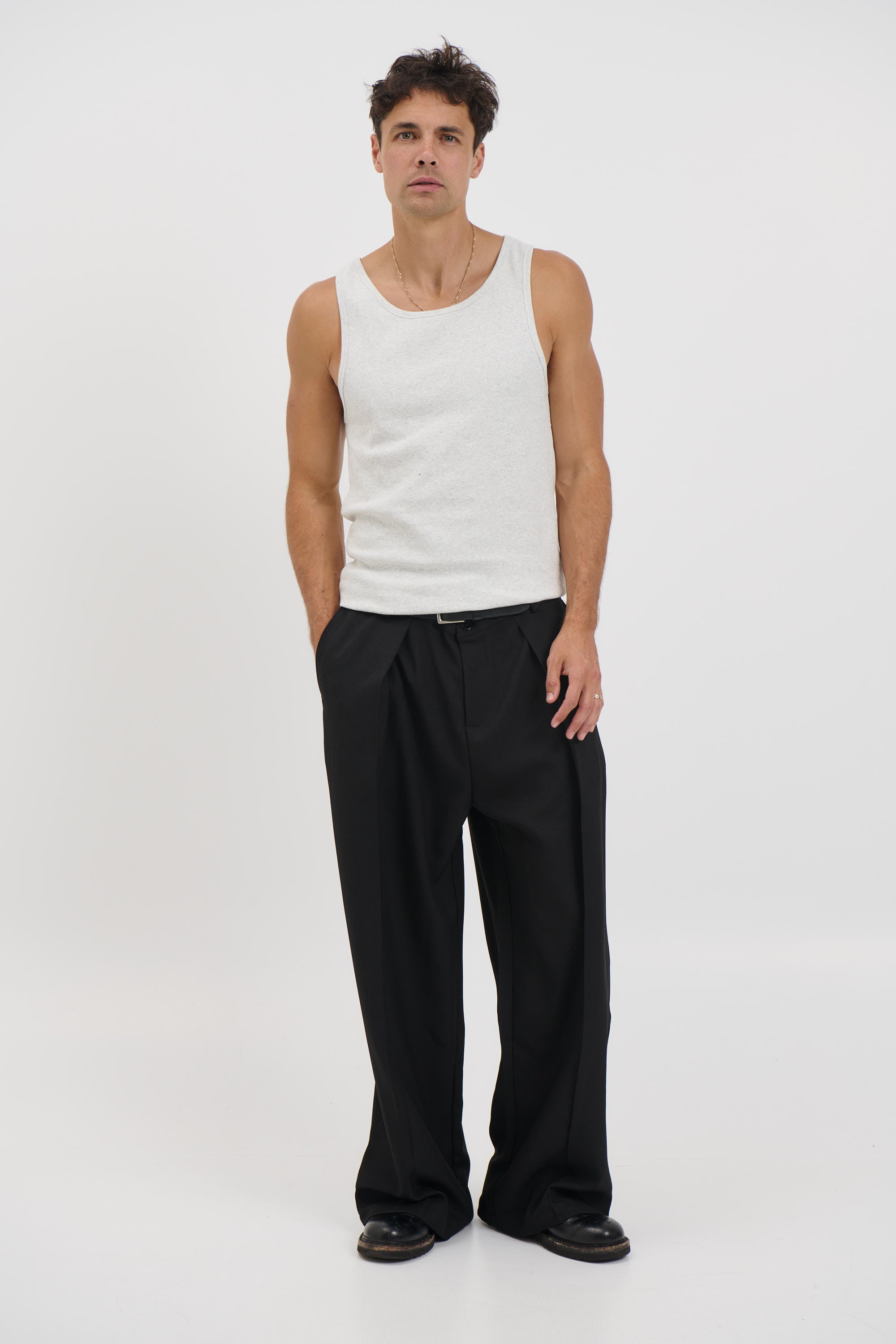 NTH Fitted Ribbed Tank Marle