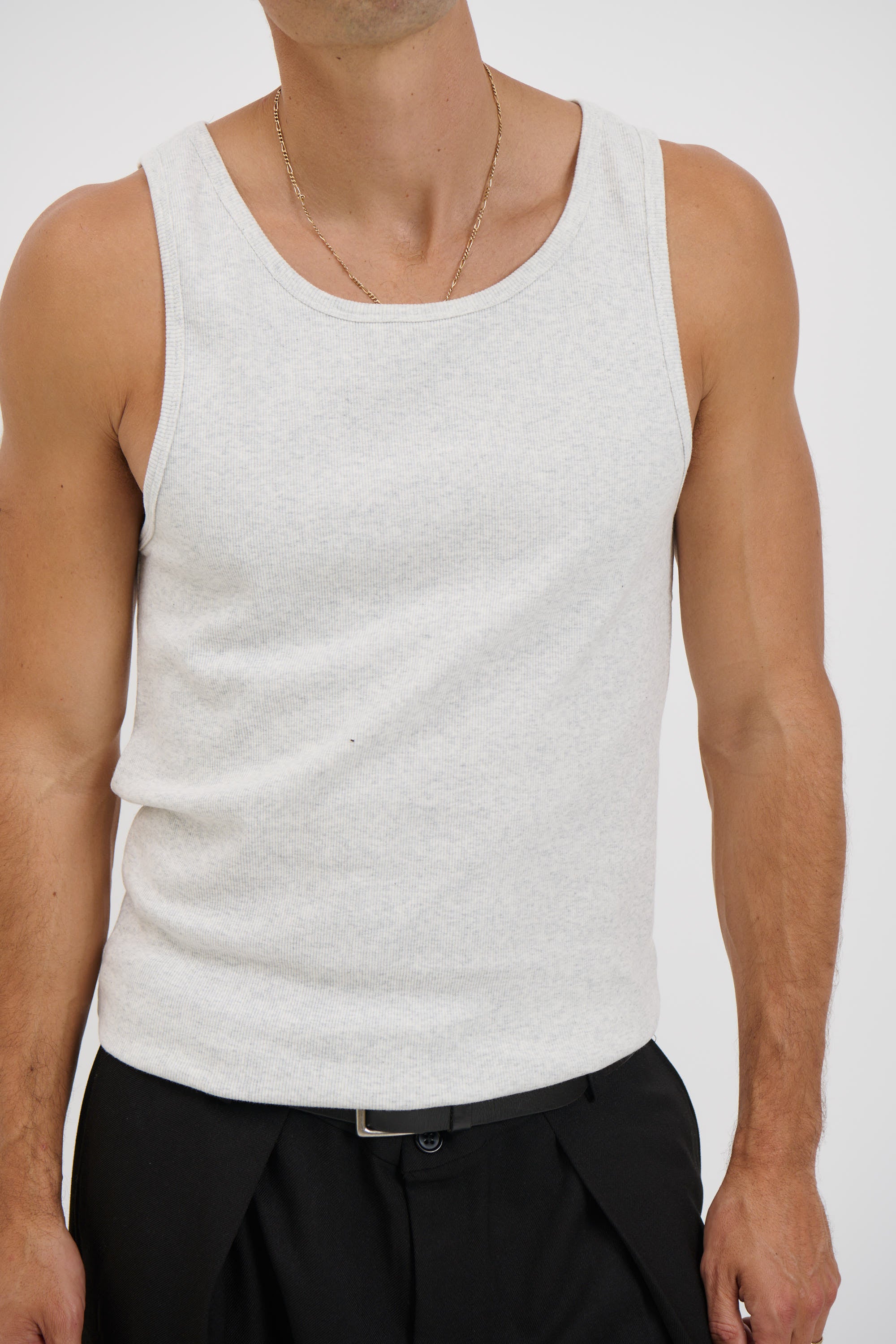 NTH Fitted Ribbed Tank Marle