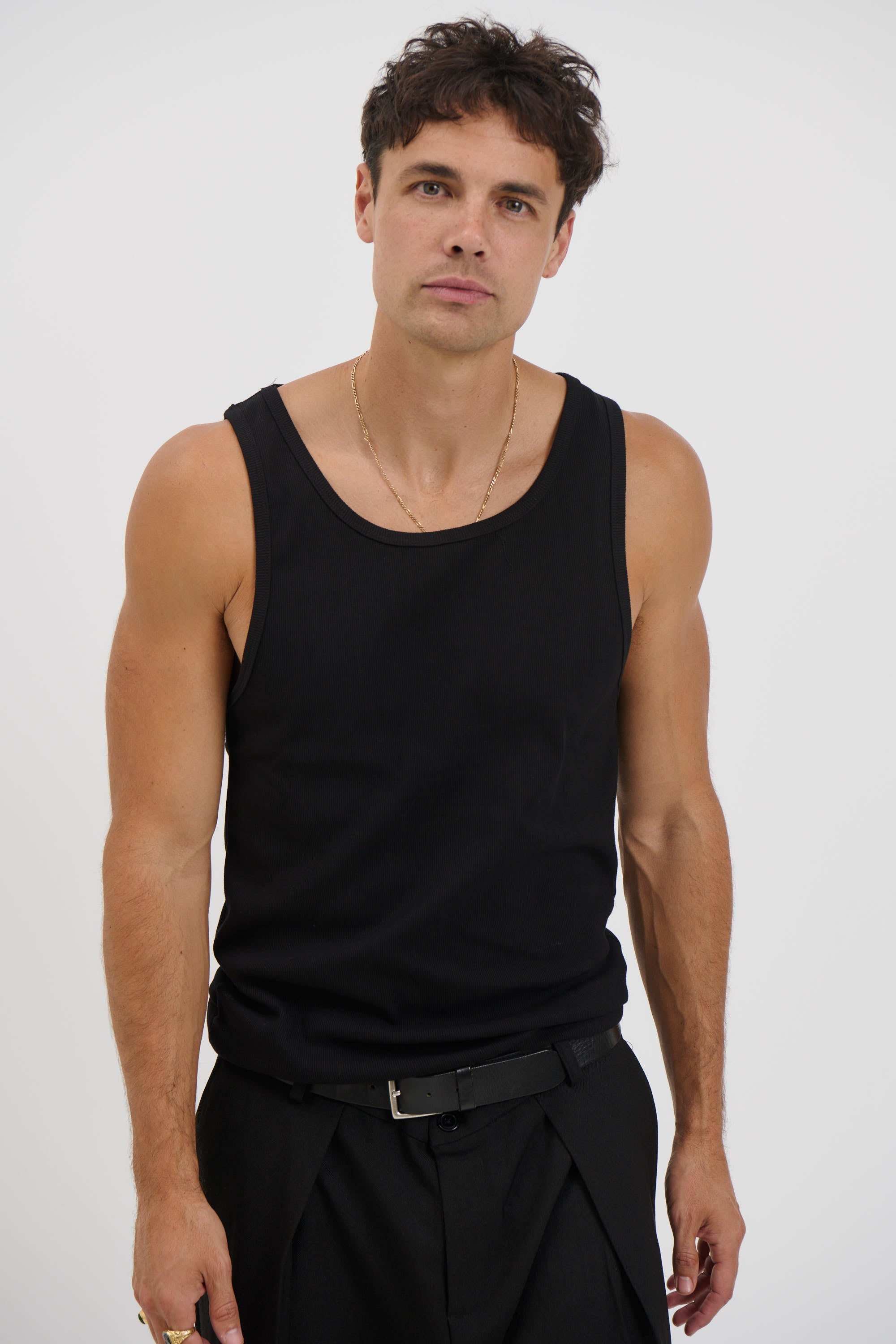 NTH Fitted Ribbed Tank Black
