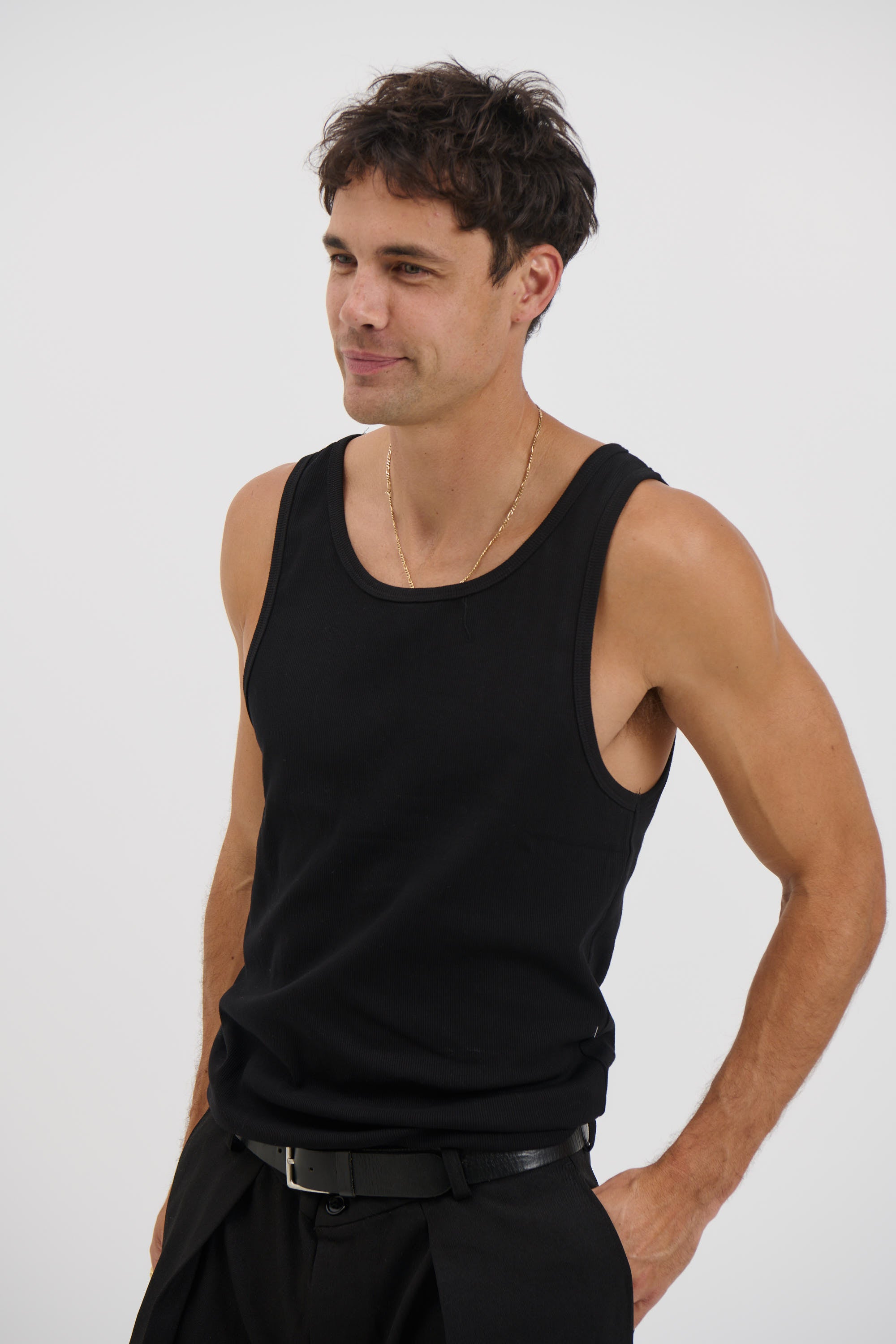 NTH Fitted Ribbed Tank Black