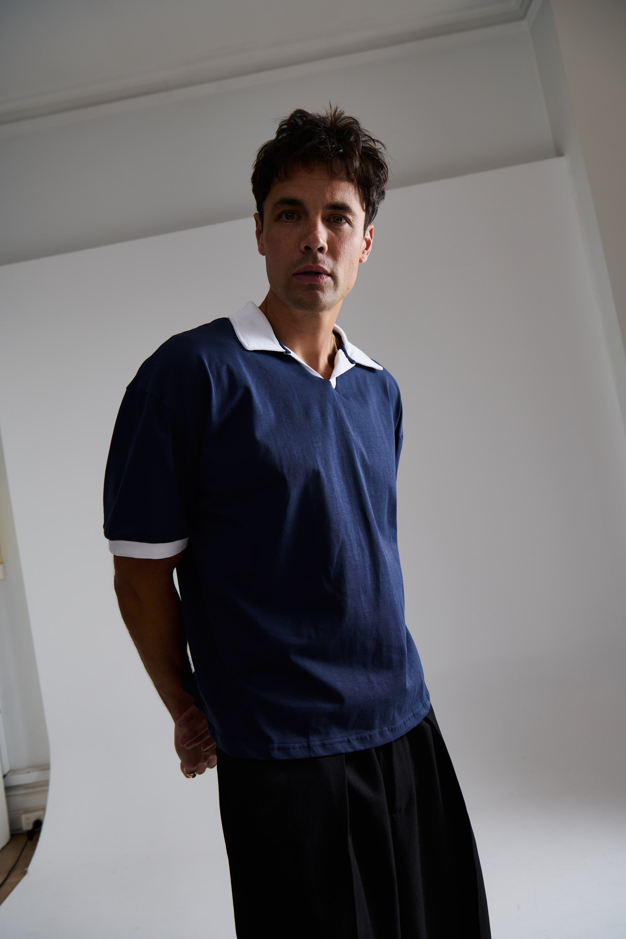 Two Tone Polo Navy