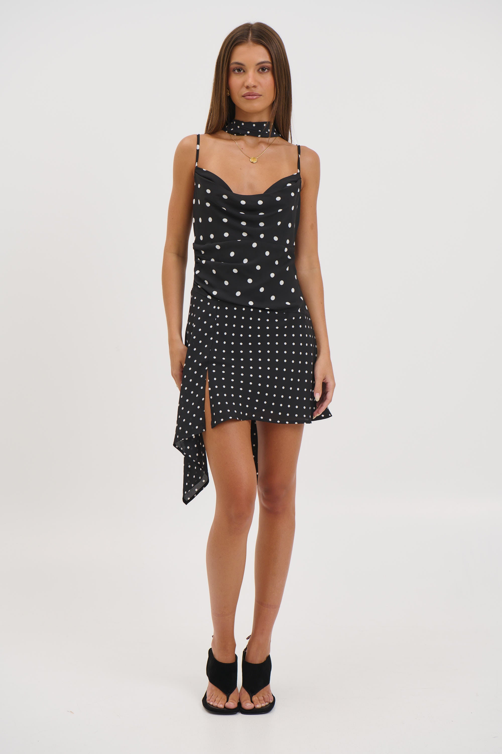 Alora Scoop Dress Black Polka
