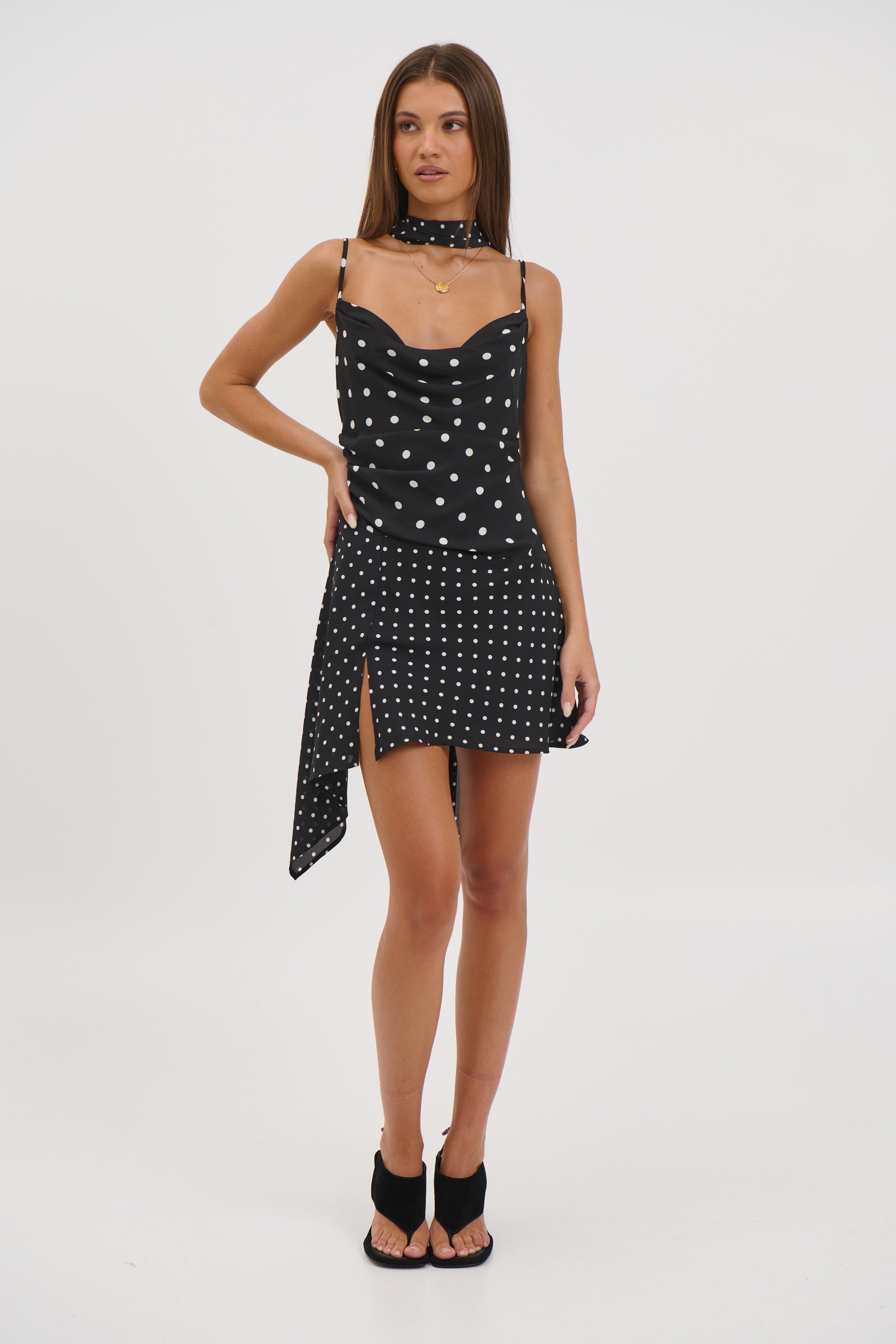 Alora Scoop Dress Black Polka