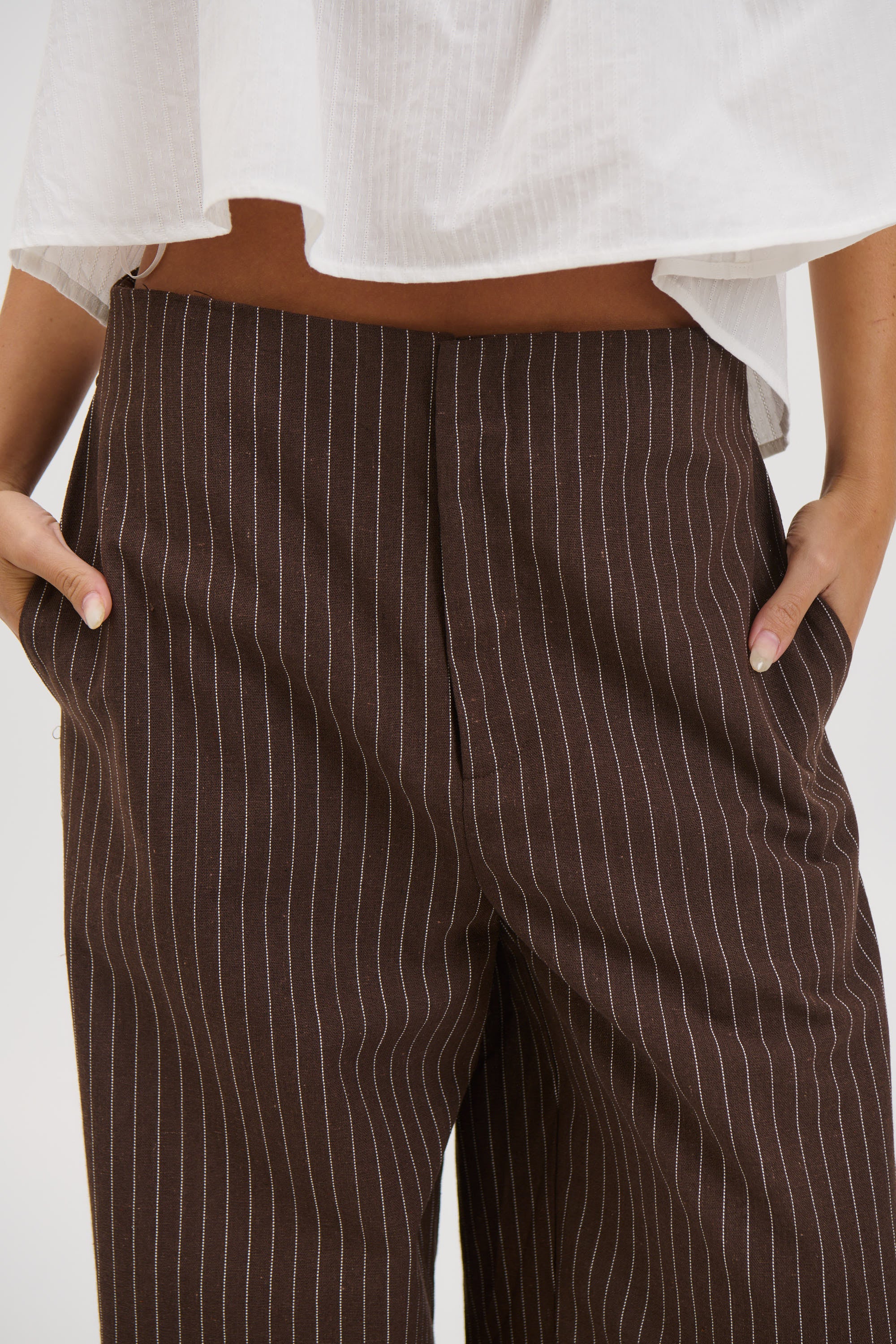 Romley Pinstripe Pant Chocolate