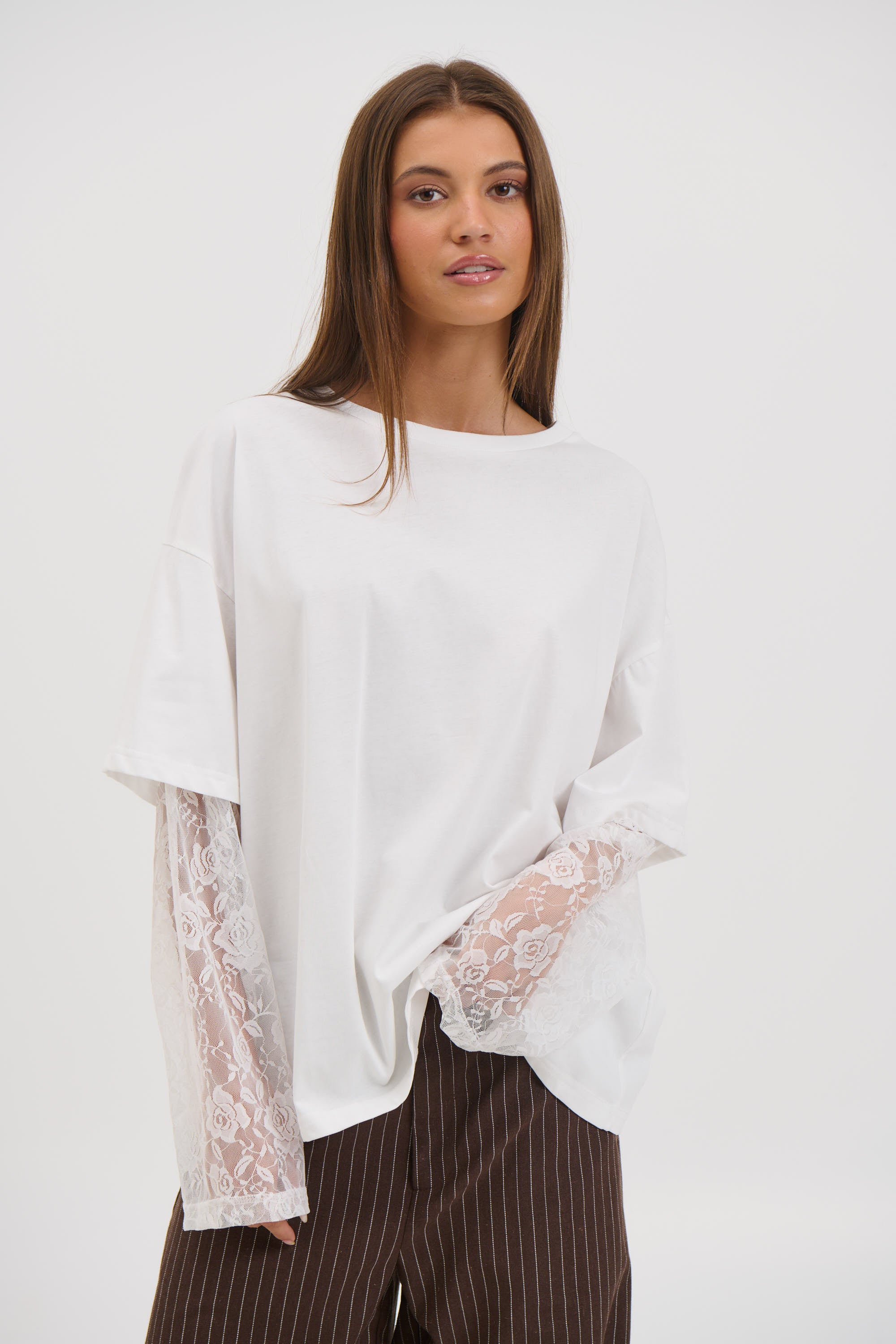 Francesca Lace Tee White