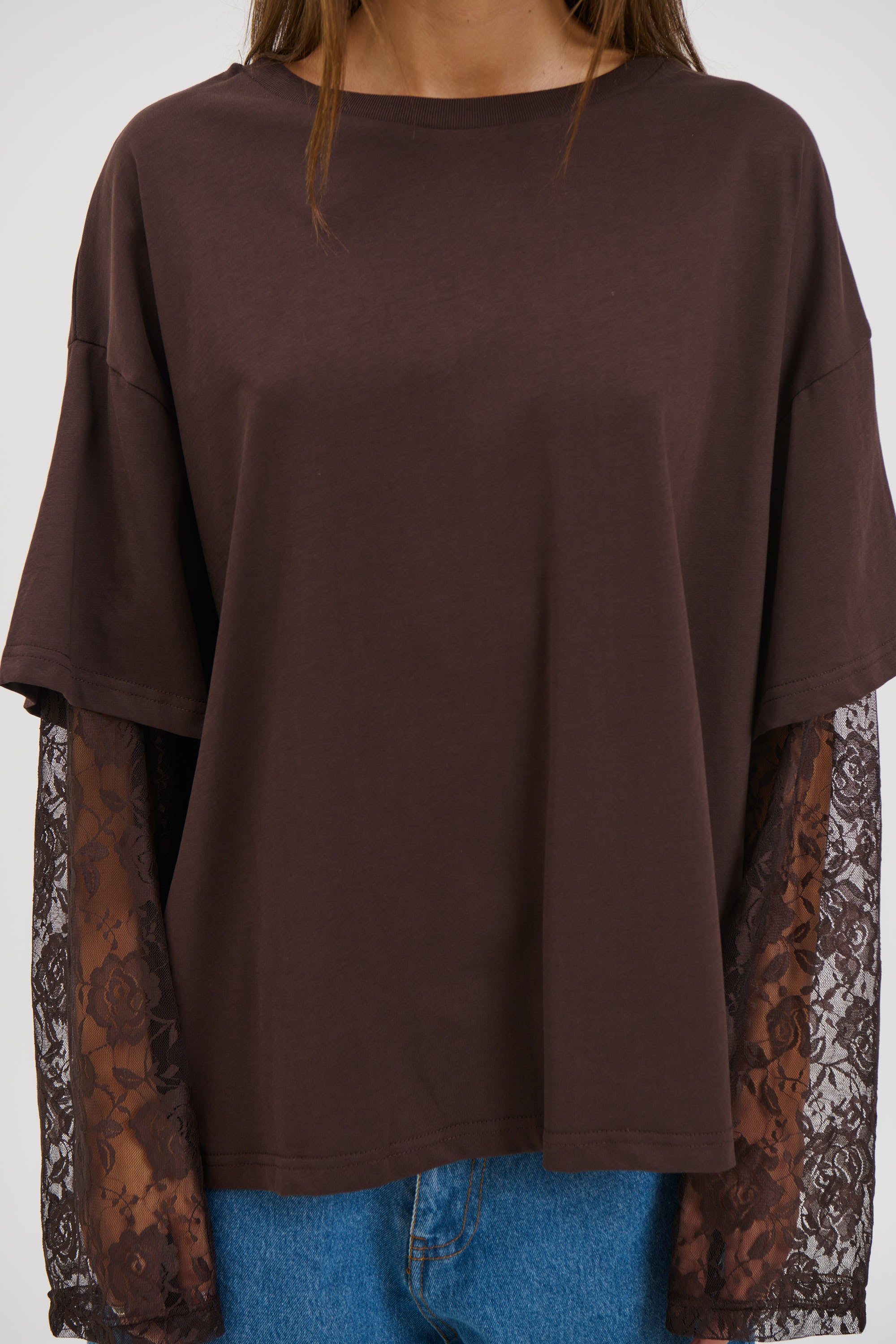 Francesca Lace Tee Chocolate