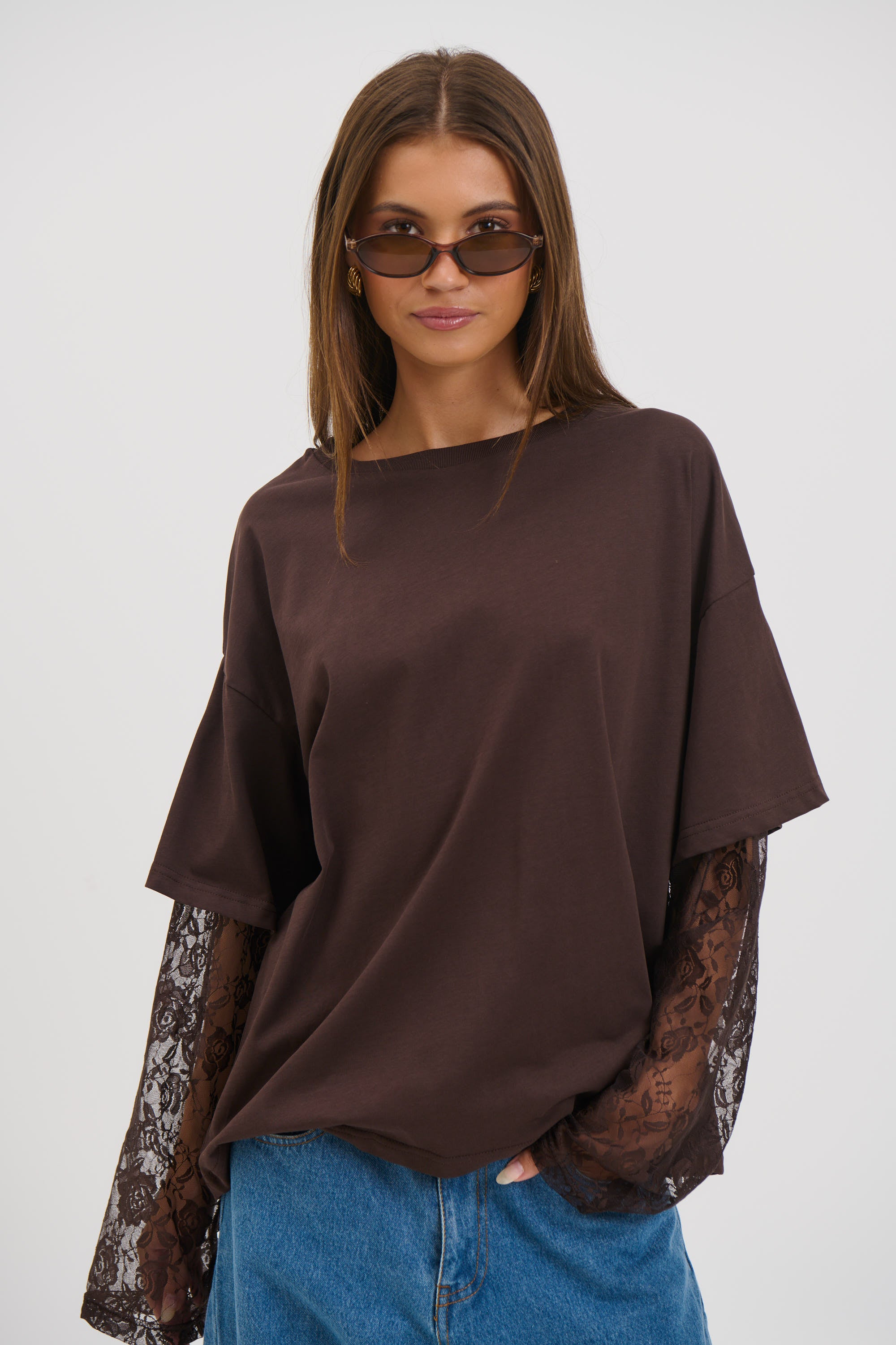 Francesca Lace Tee Chocolate