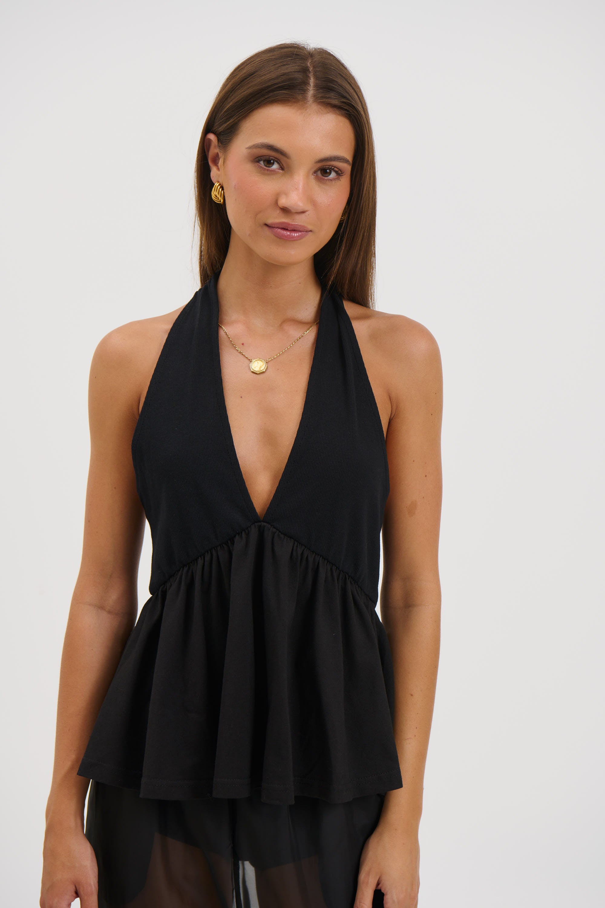 Saniya Halter Top Black
