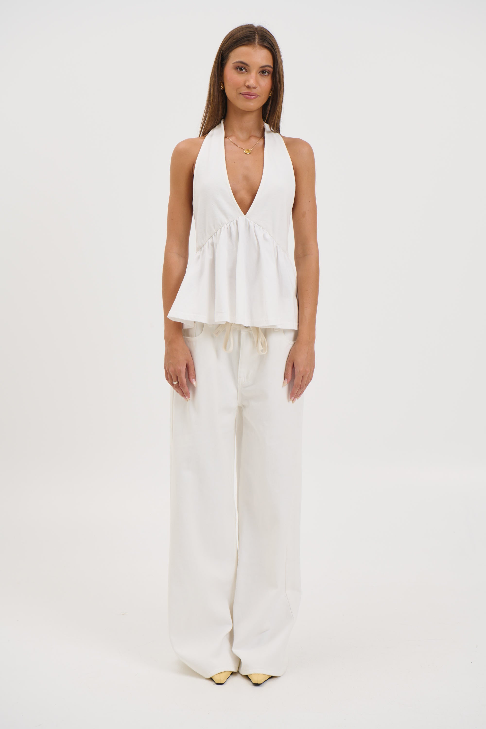 Saniya Halter Top White