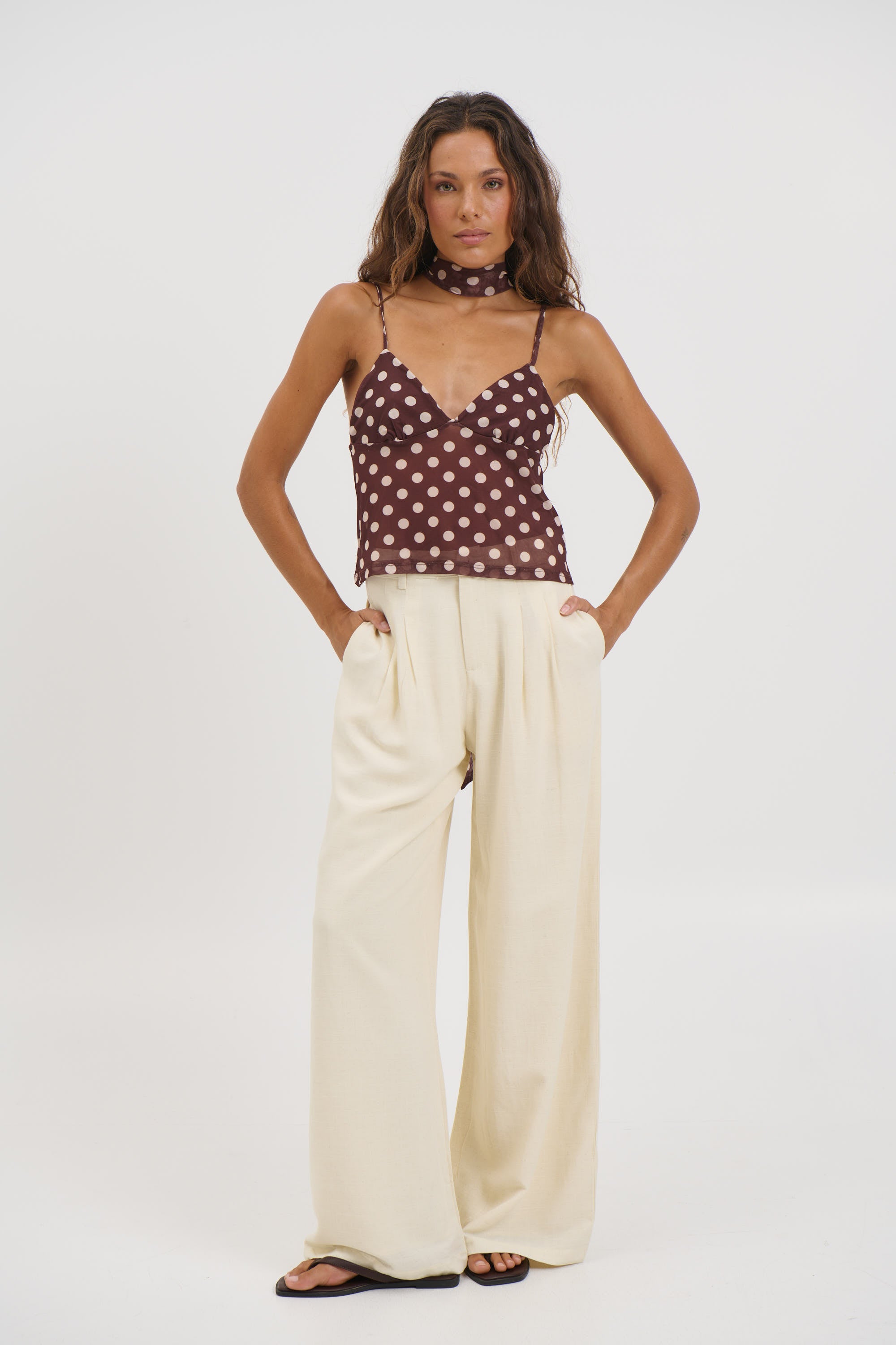 Kasia Polka Dot Top Chocolate