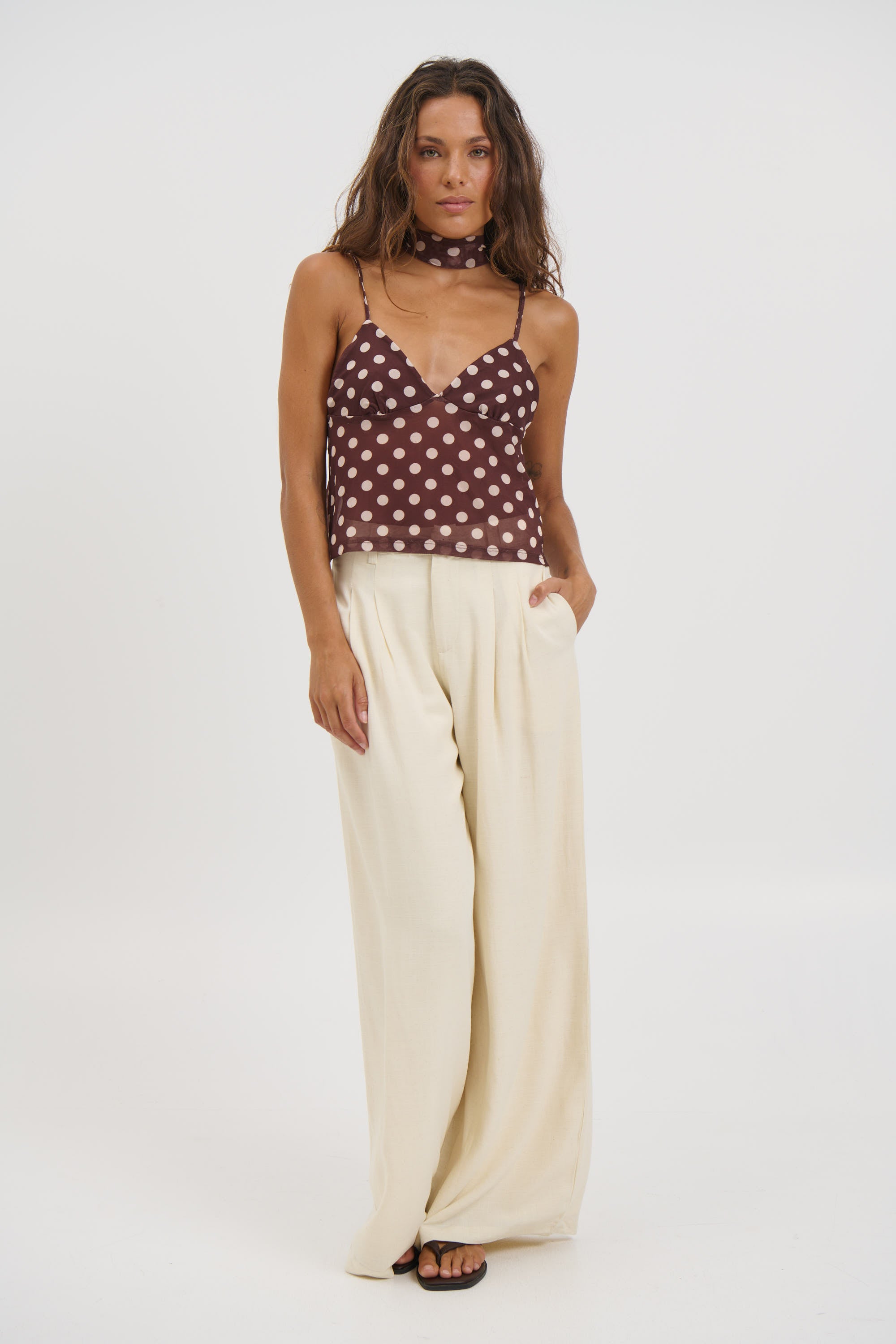 Kasia Polka Dot Top Chocolate