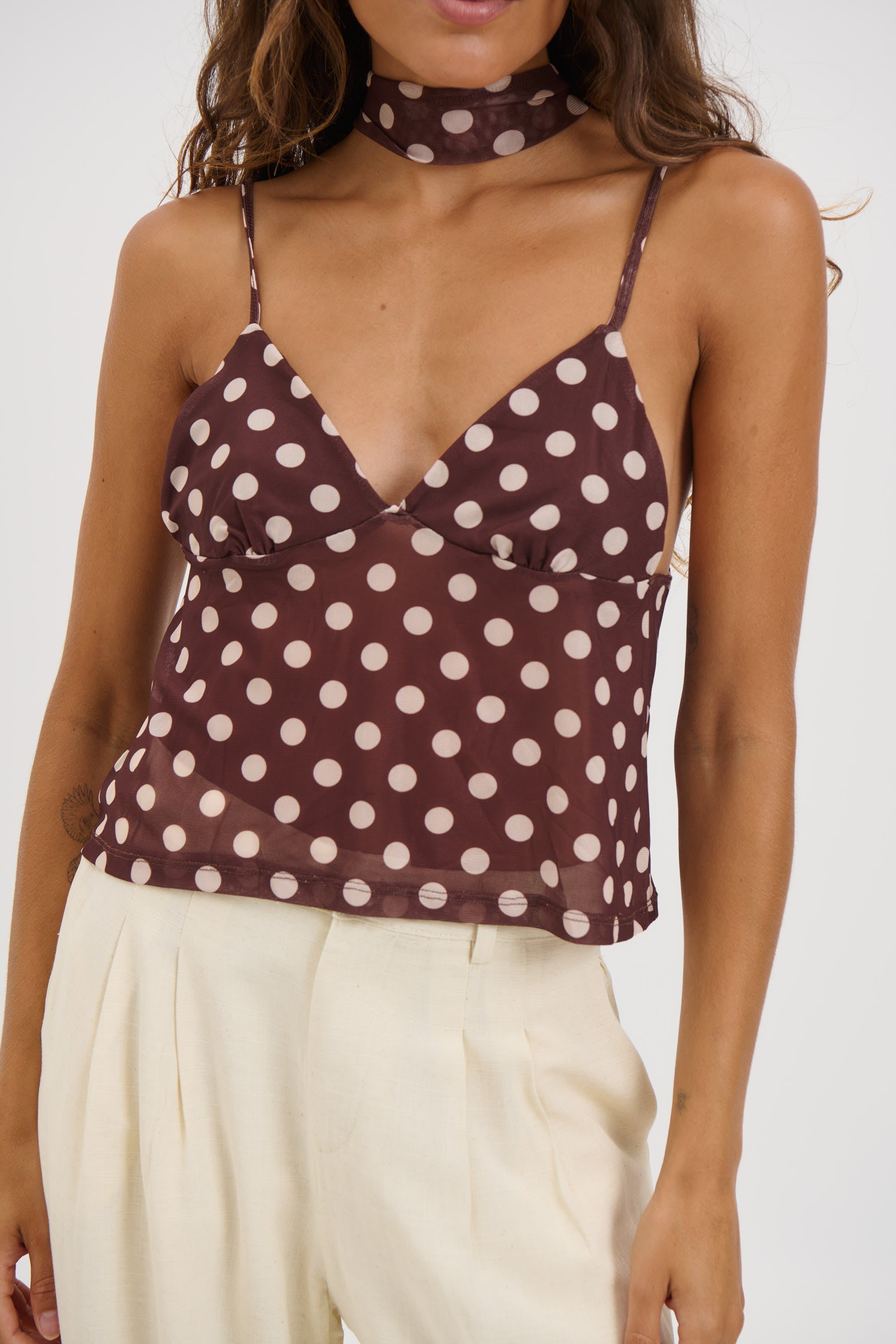 Kasia Polka Dot Top Chocolate