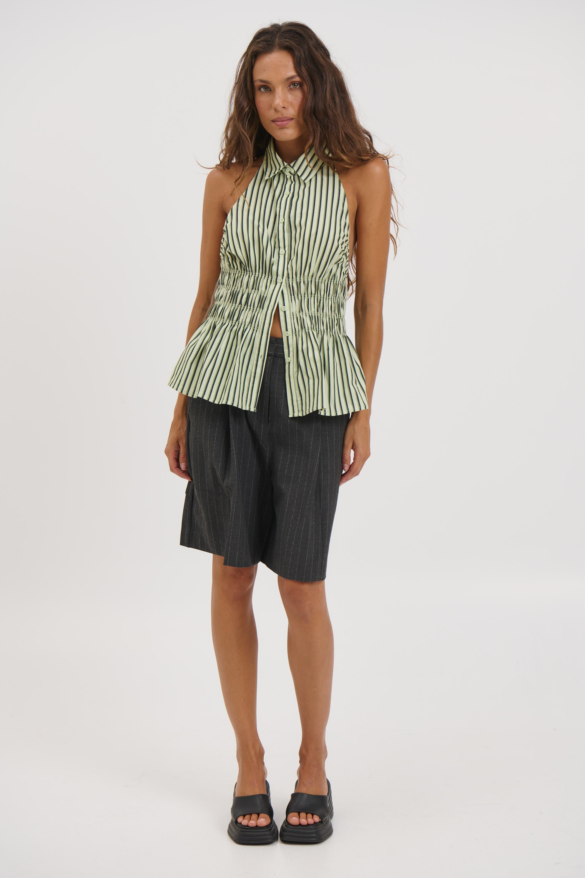 Vine Sleeveless Shirt Matcha