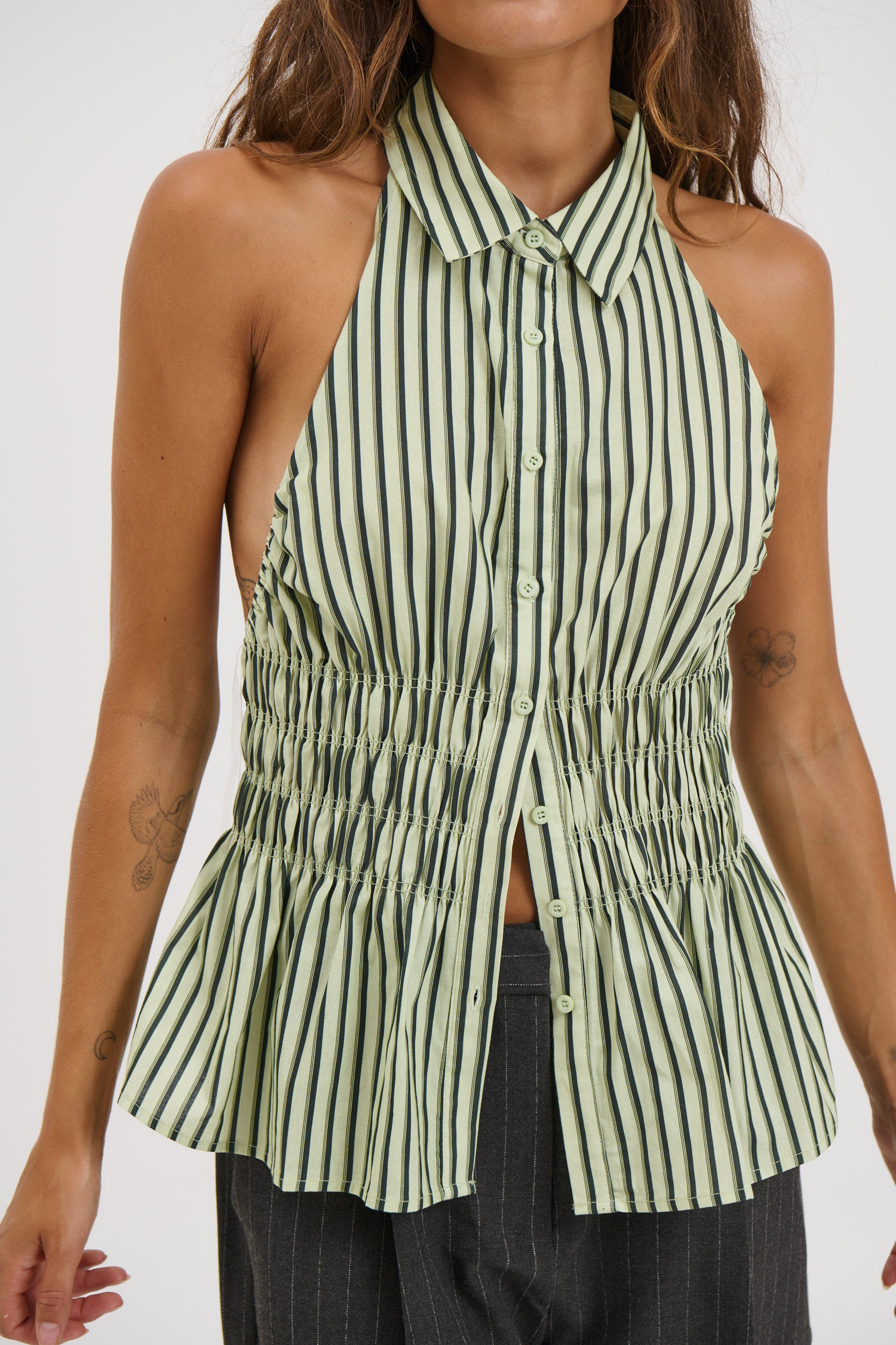 Vine Sleeveless Shirt Matcha