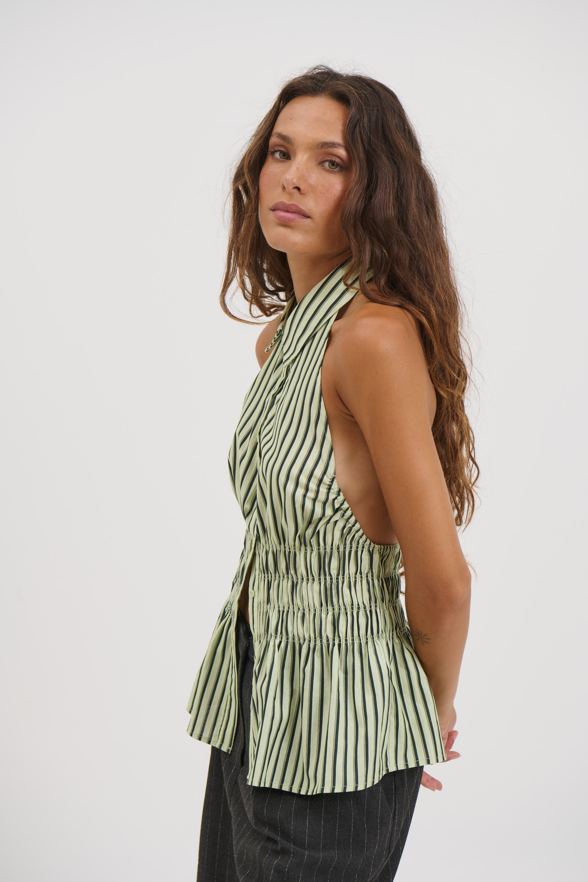 Vine Sleeveless Shirt Matcha