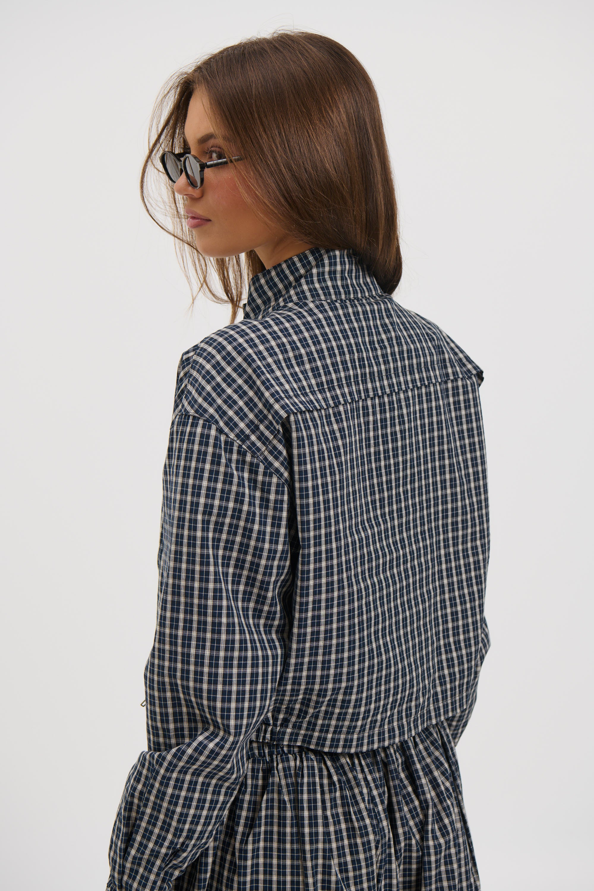 Aura Jacket Navy Lemon Plaid