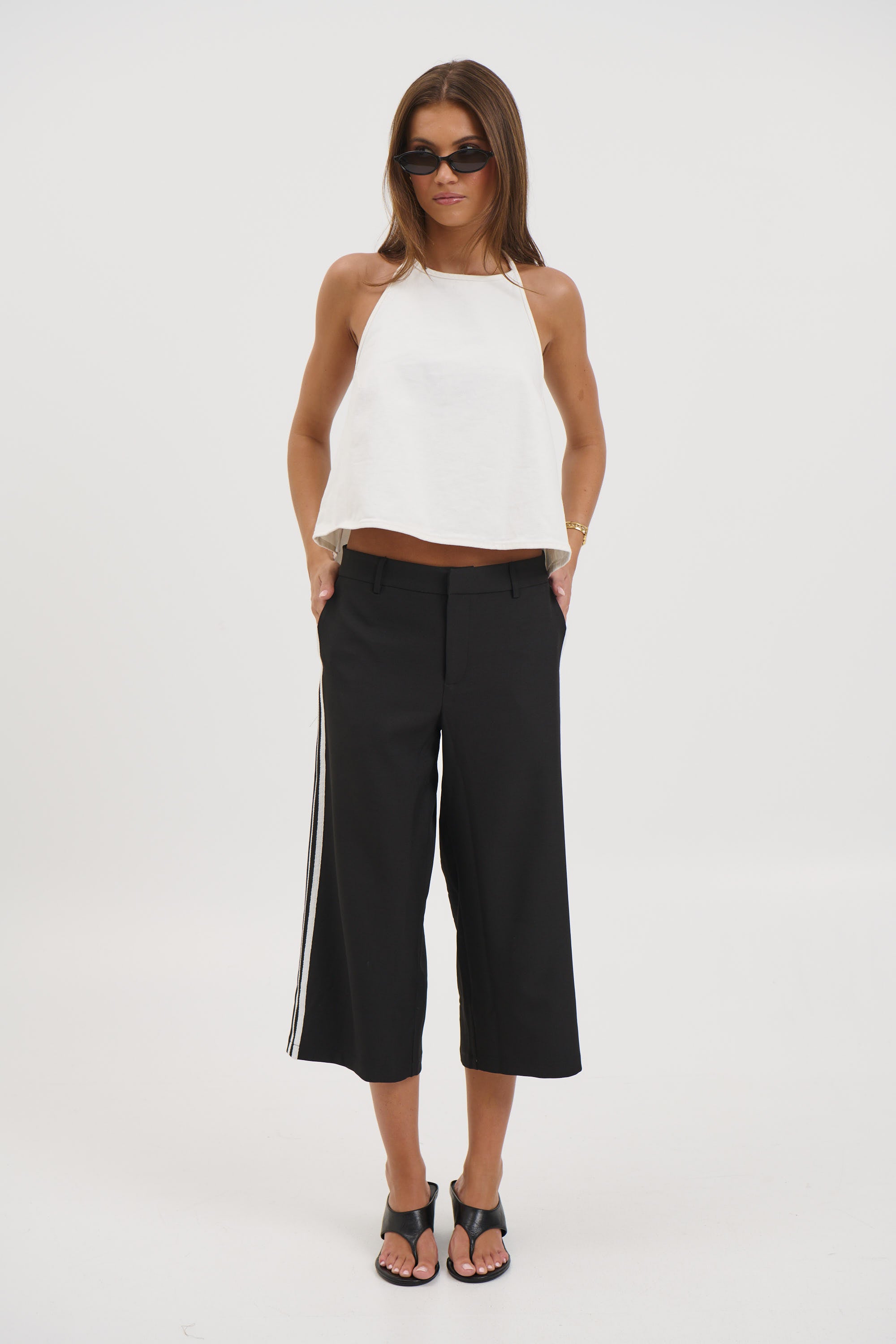 Lyra Denim Halter White