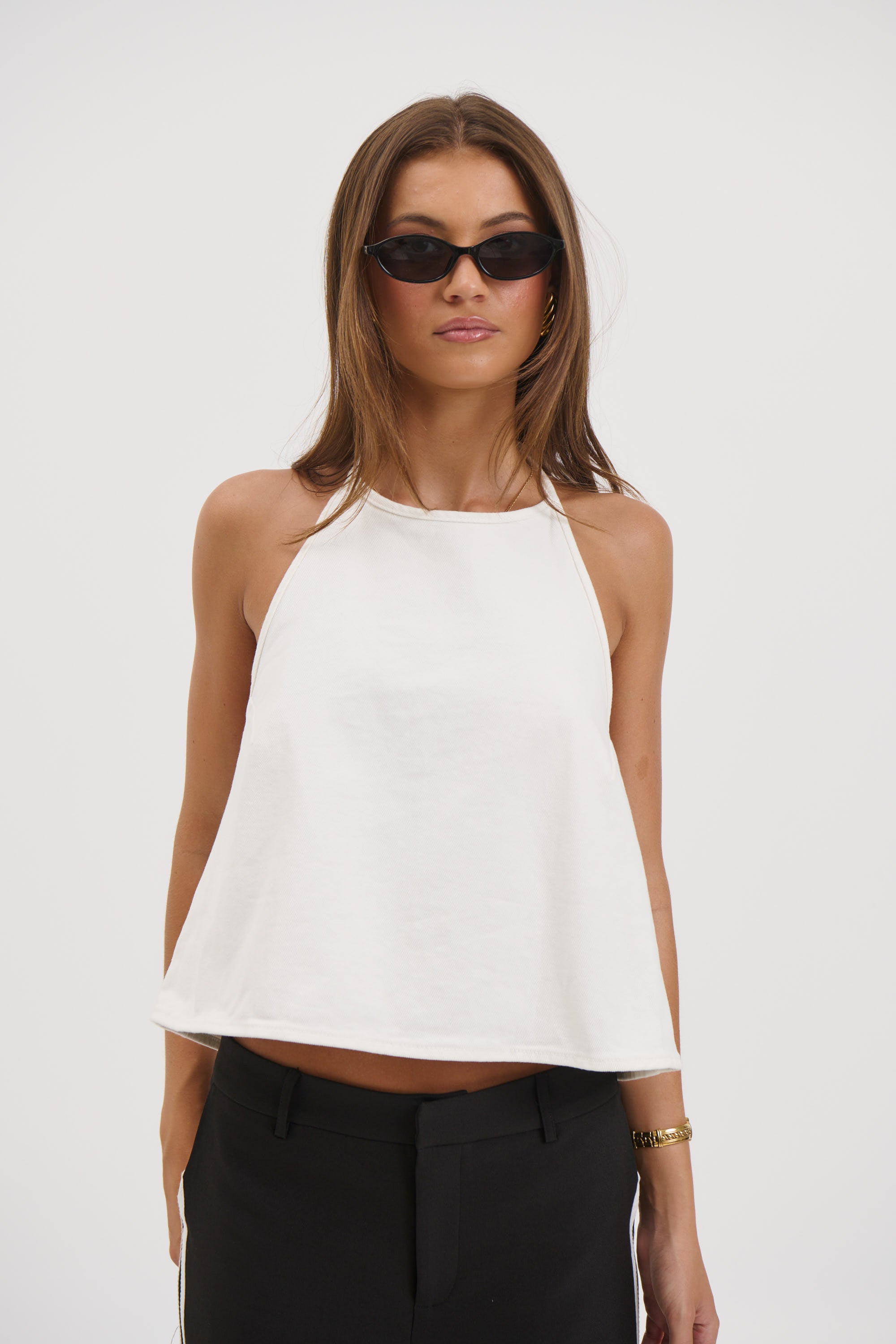 Lyra Denim Halter White