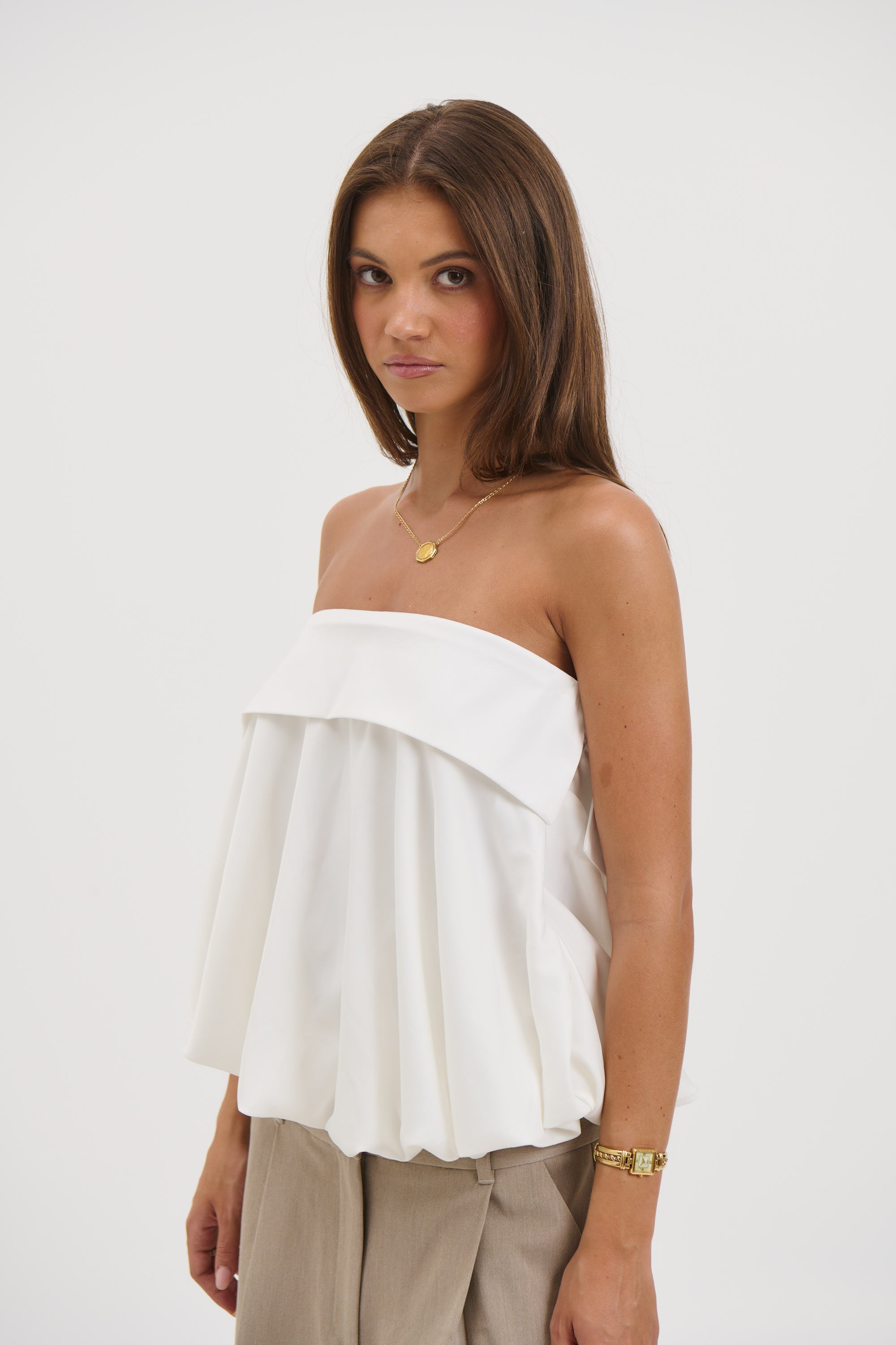 Makenzie Strapless Top White